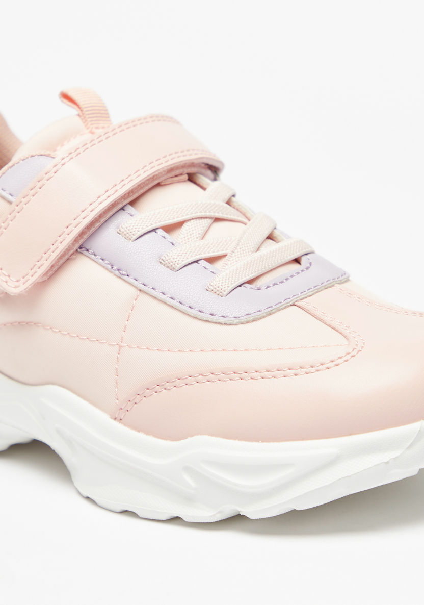 Little Missy Panelled Sneakers with Hook and Loop Closure-Girl%27s Sneakers-image-4