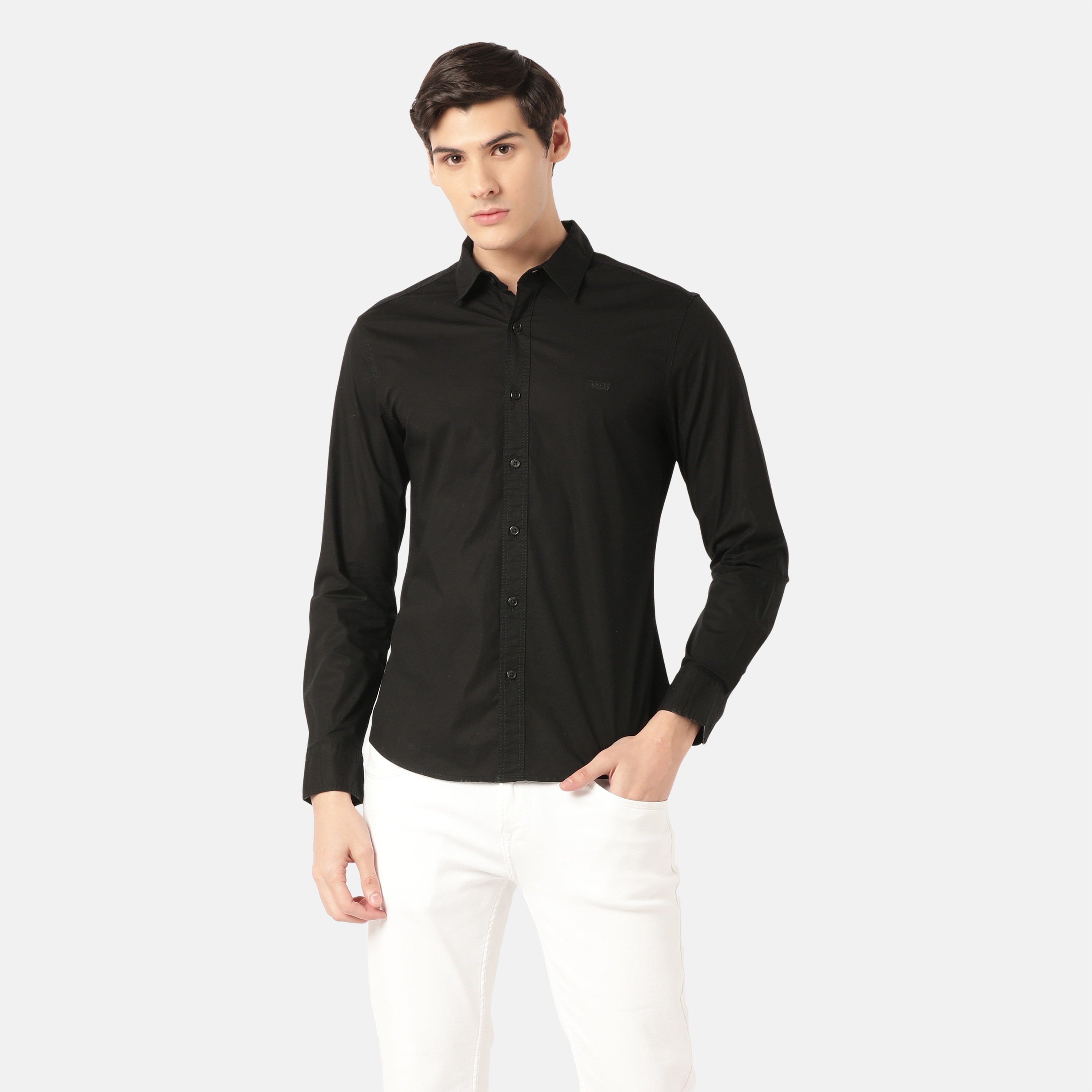 Levi's Plain Collared Long Sleeves Men's Shirt-men-clothing-shirts-image-1