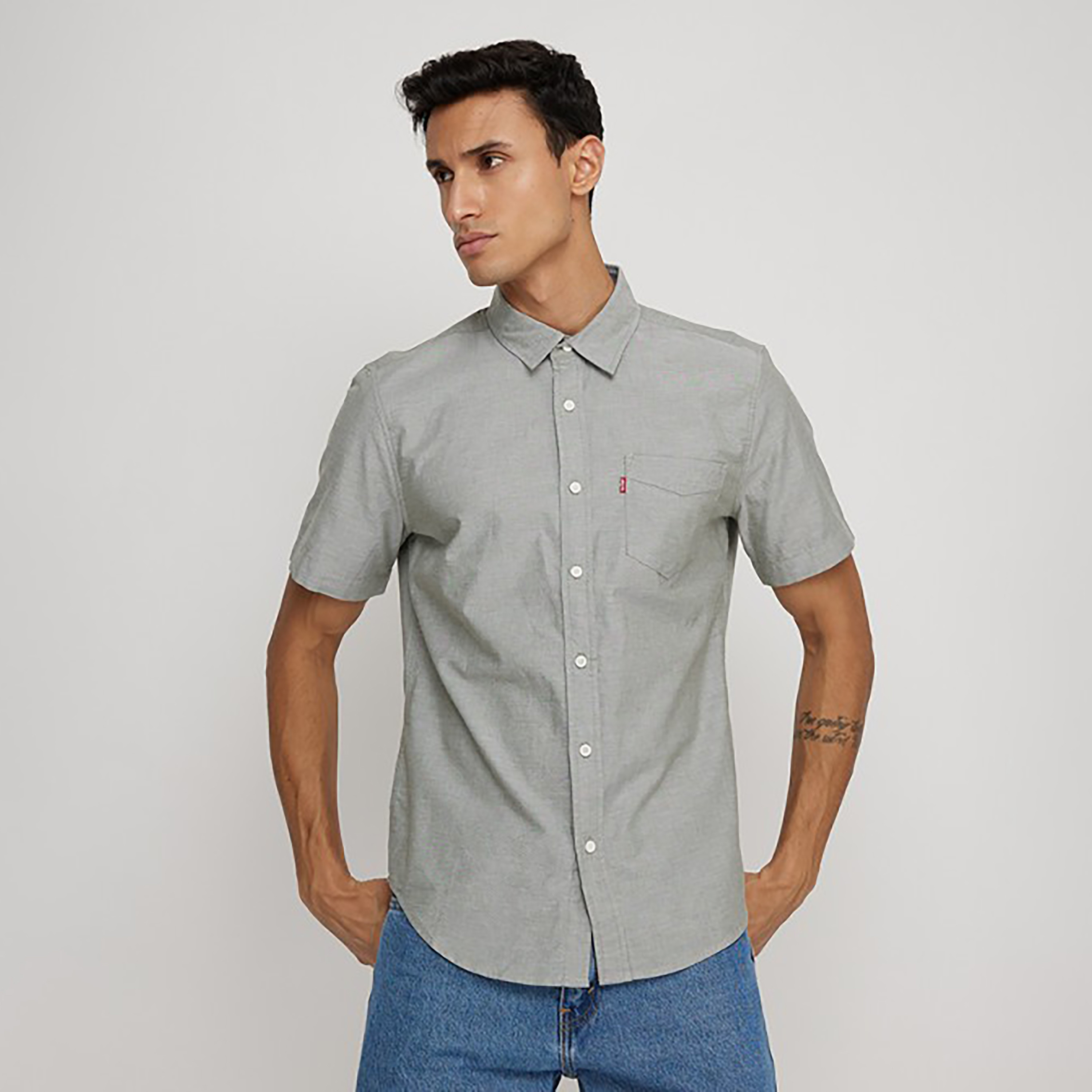 Levi's Plain Collared Short Sleeves Casual Shirt-men-clothing-shirts-image-1