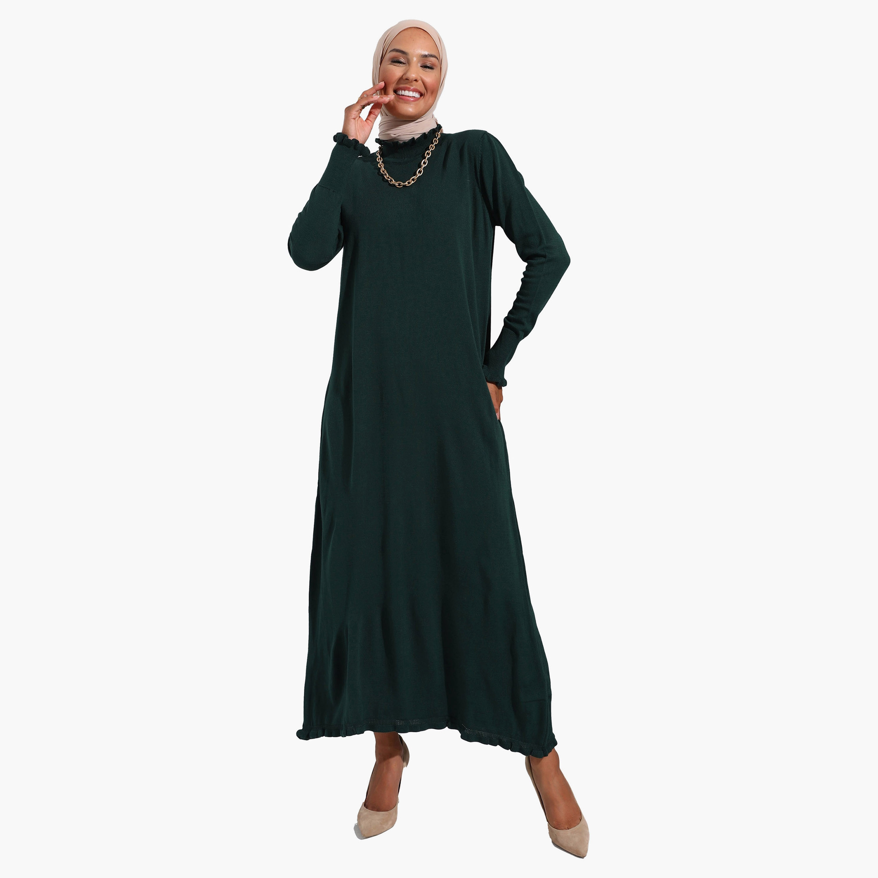 modanisa knit dress Balloon Sleeve Knit Dress