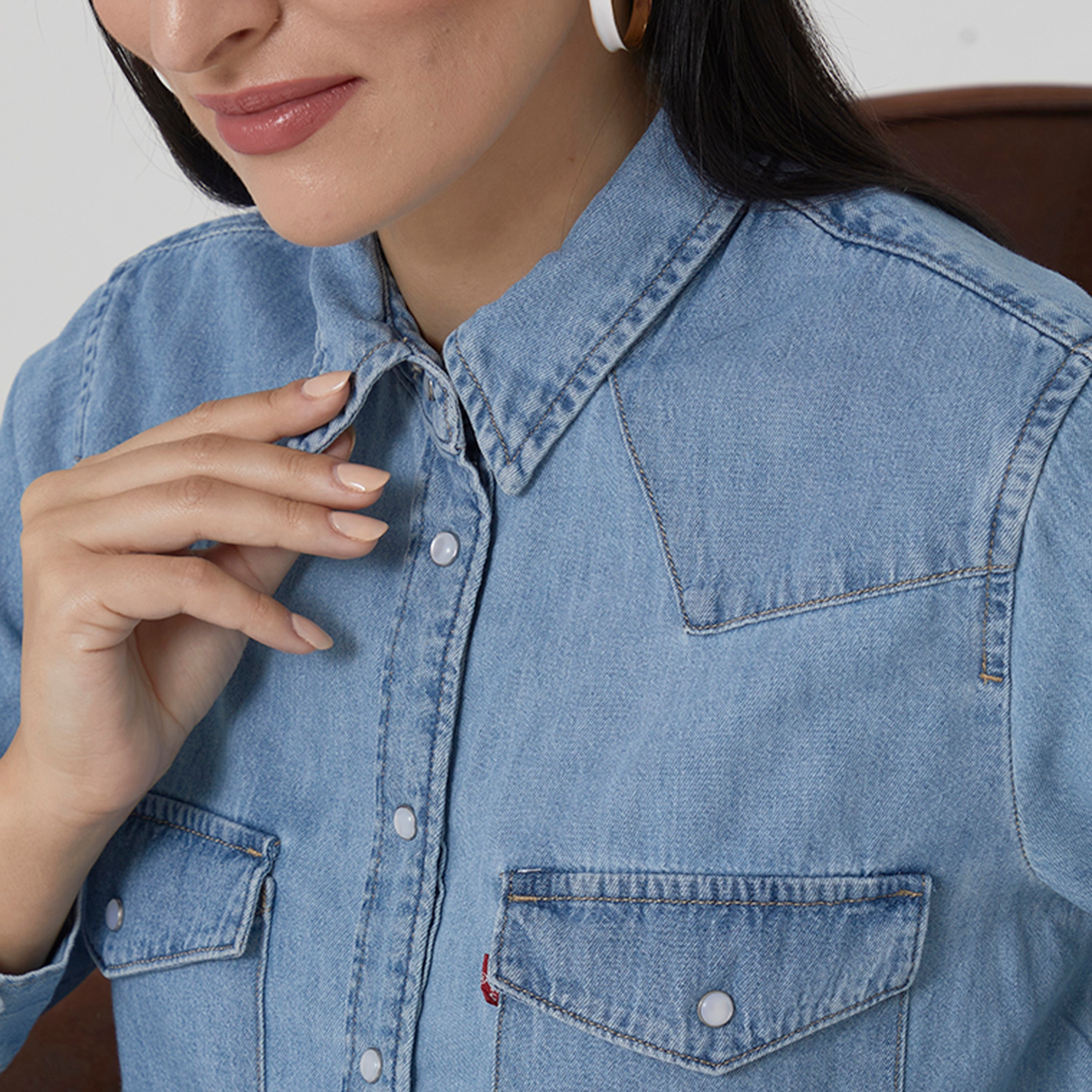 Levi's Plain Collared Long Sleeves Women's Denim Shirt-women-clothing-shirtsandblouses-shirts-image-3