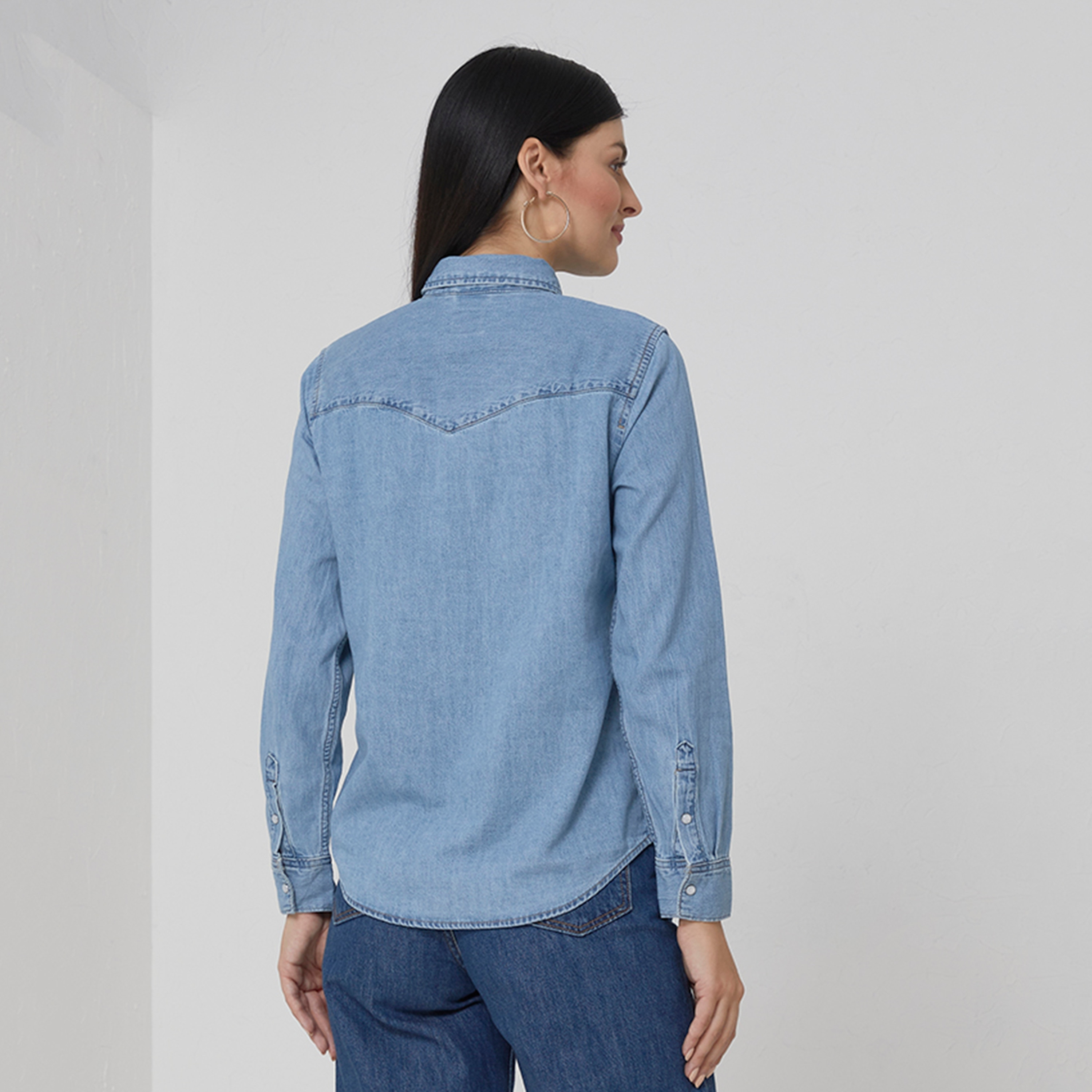 Levi's Plain Collared Long Sleeves Women's Denim Shirt-women-clothing-shirtsandblouses-shirts-image-4