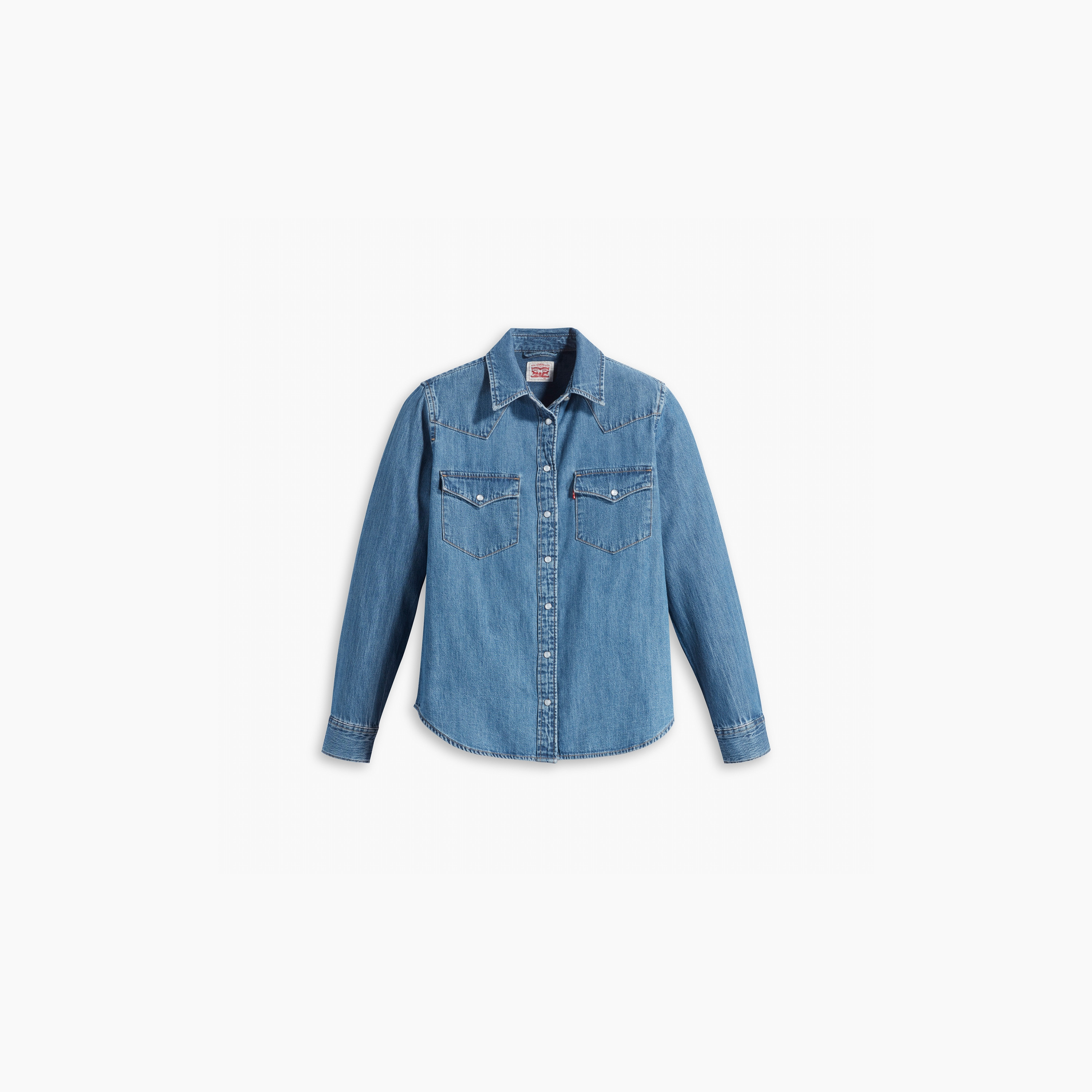 Levi's Plain Point Collar Long Sleeves Casual Denim Shirt-women-clothing-shirtsandblouses-blouses-image-3