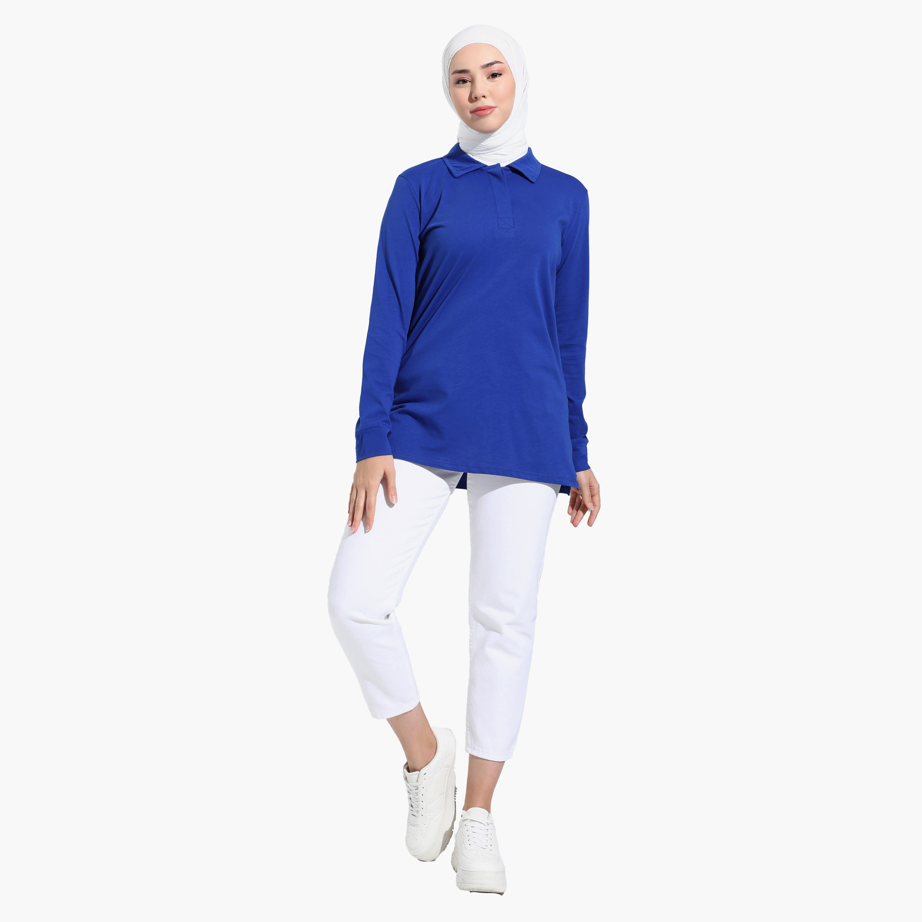 Modanisa Plain Long Sleeves Polo Tunic-women-clothing-shirtsandblouses-blouses-image-2