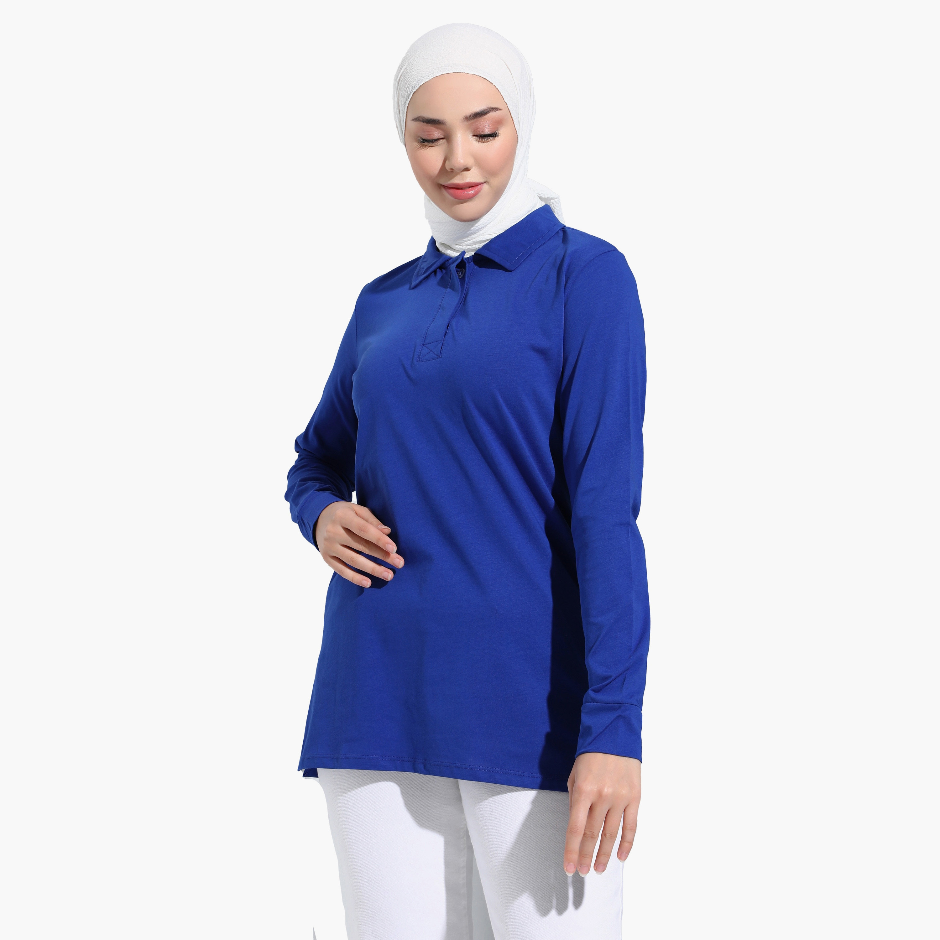 Modanisa Plain Long Sleeves Polo Tunic-women-clothing-shirtsandblouses-blouses-image-3
