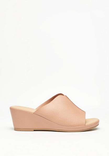 Le Confort Solid Slip-On Sandals with Wedge Heels-Women%27s Heel Sandals-image-1
