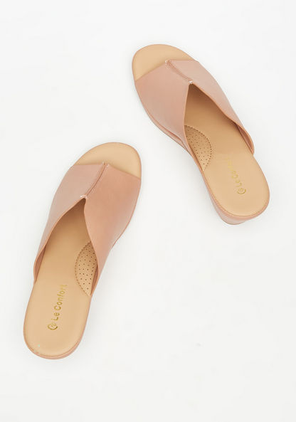 Le Confort Solid Slip-On Sandals with Wedge Heels-Women%27s Heel Sandals-image-2
