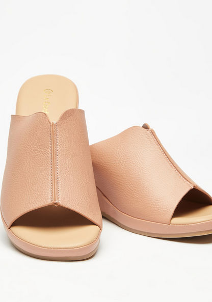 Le Confort Solid Slip-On Sandals with Wedge Heels-Women%27s Heel Sandals-image-5