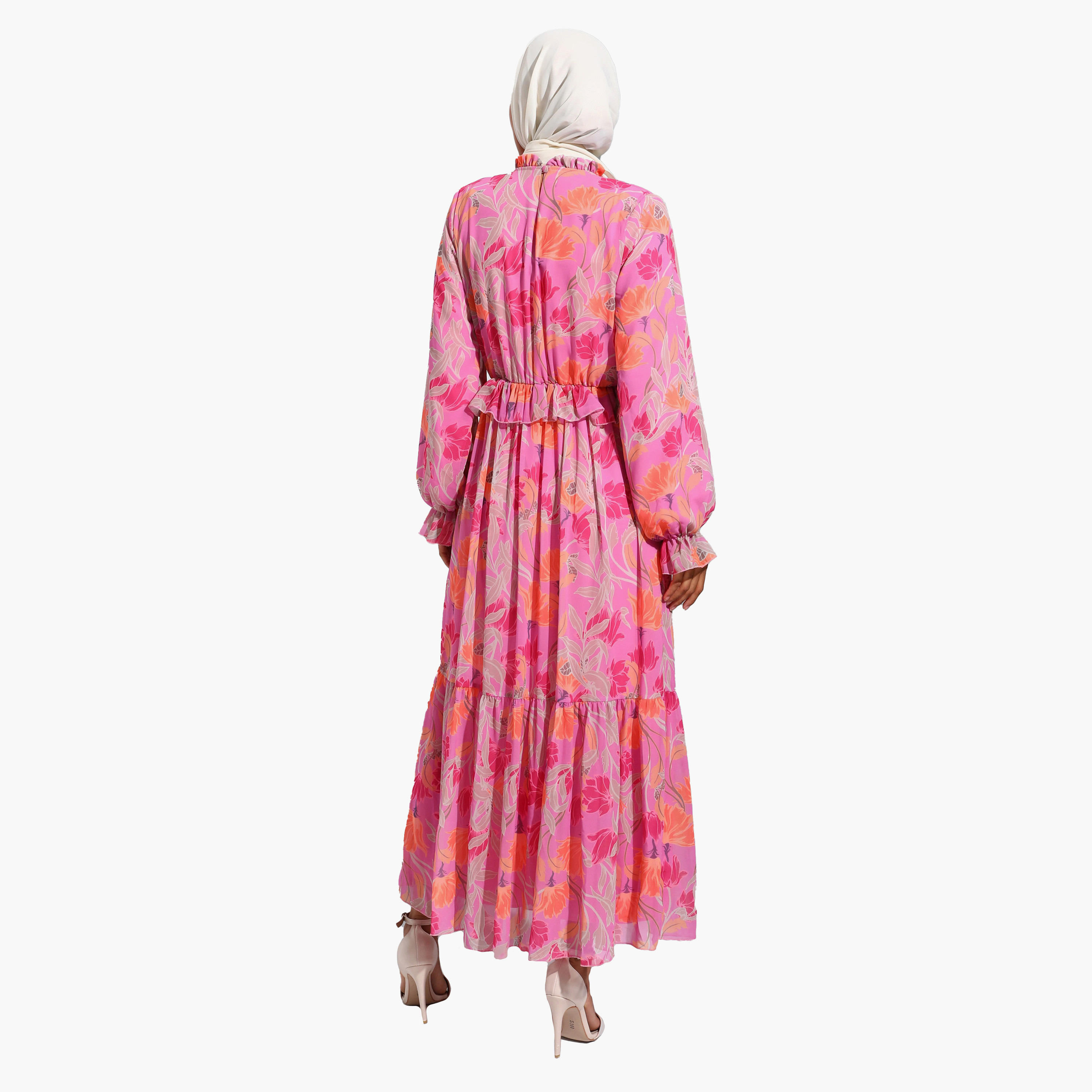 Modanisa Floral Ruffled Neck Modest Dress-women-clothing-dresses-image-5
