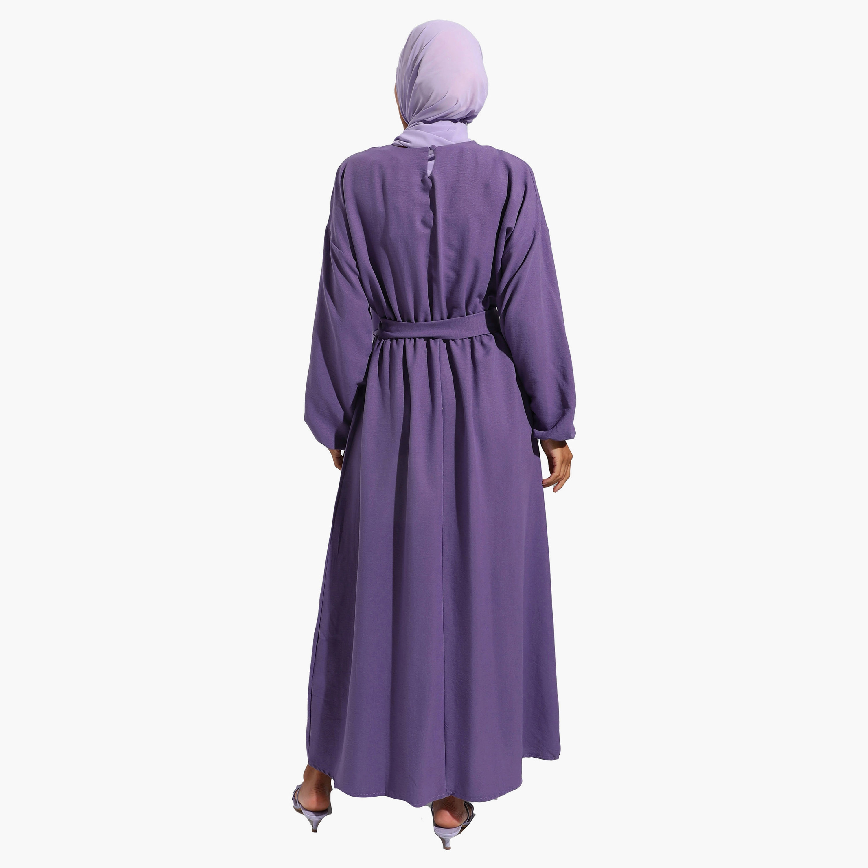 Modanisa Plain Crew Neck Tie Belt Modest Dress-women-clothing-dresses-image-5