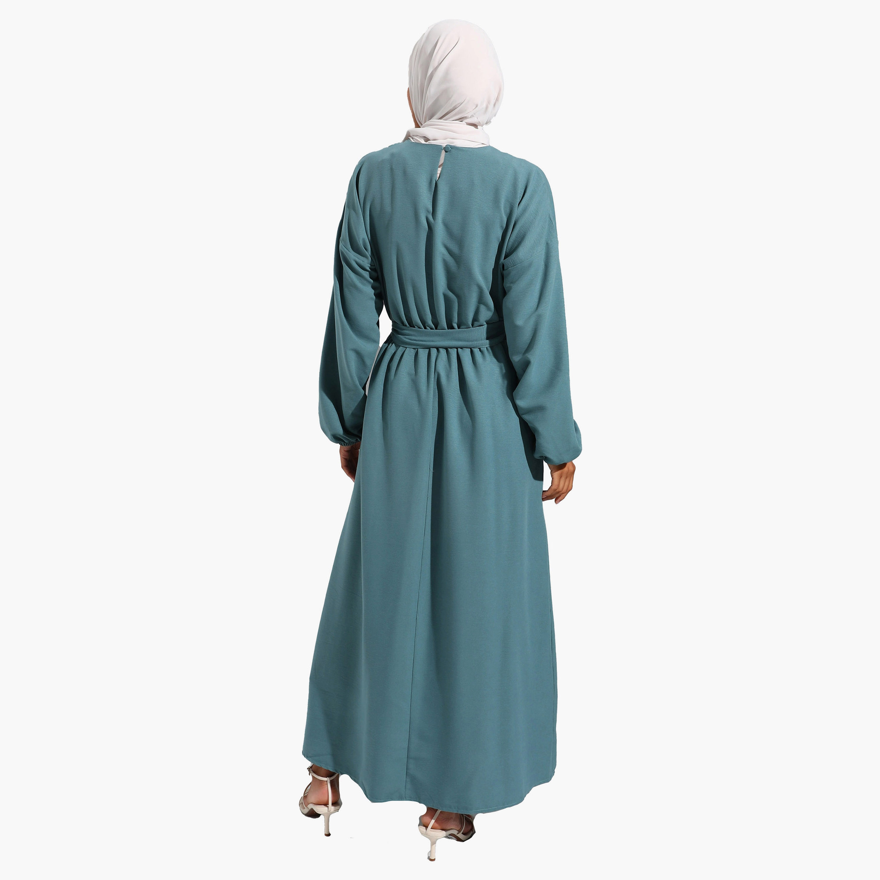 Modanisa Plain Crew Neck Tie Belt Modest Dress-women-clothing-dresses-image-5