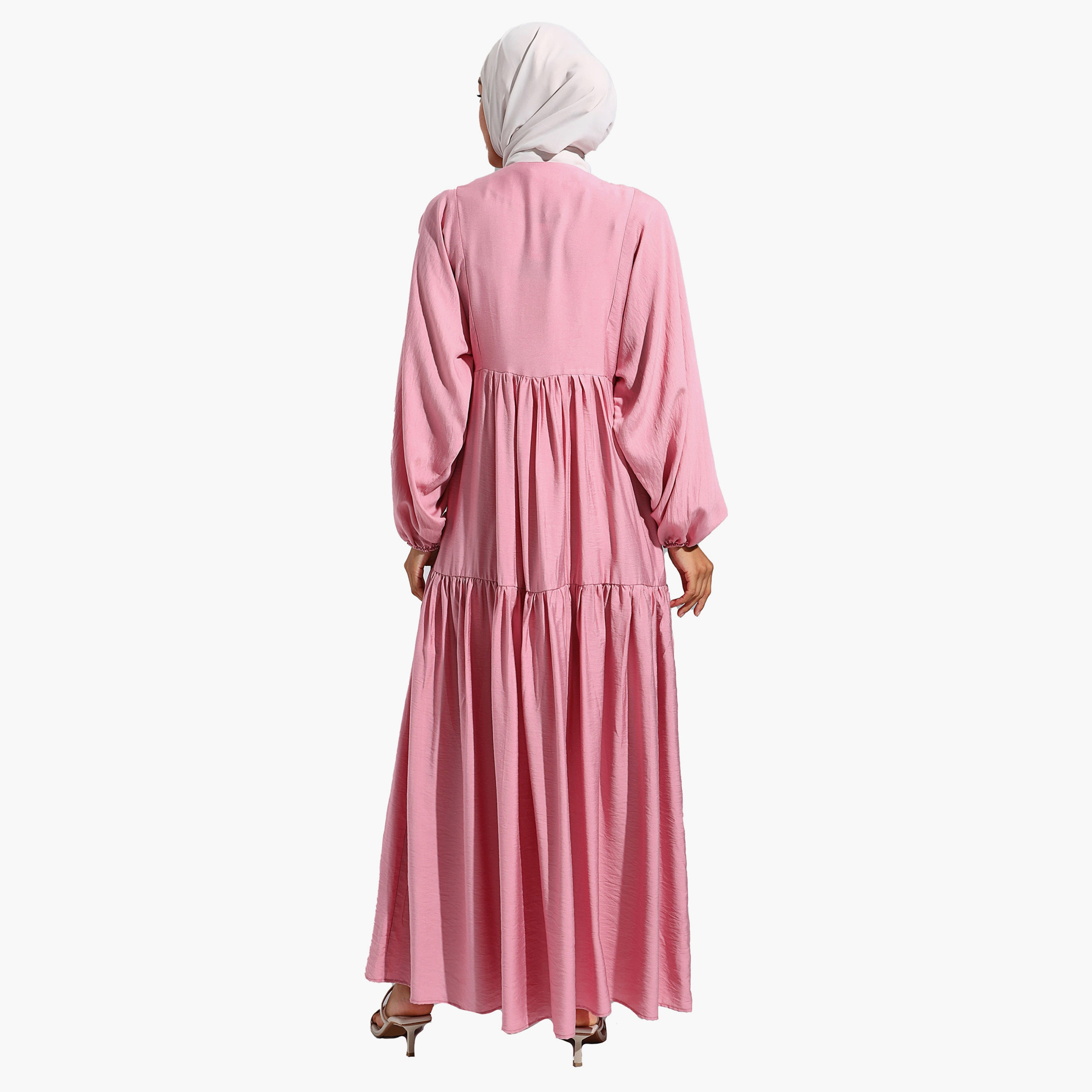فستان مودانيسا متواضع عادي بطيات وياقة دائرية-women-clothing-dresses-image-5
