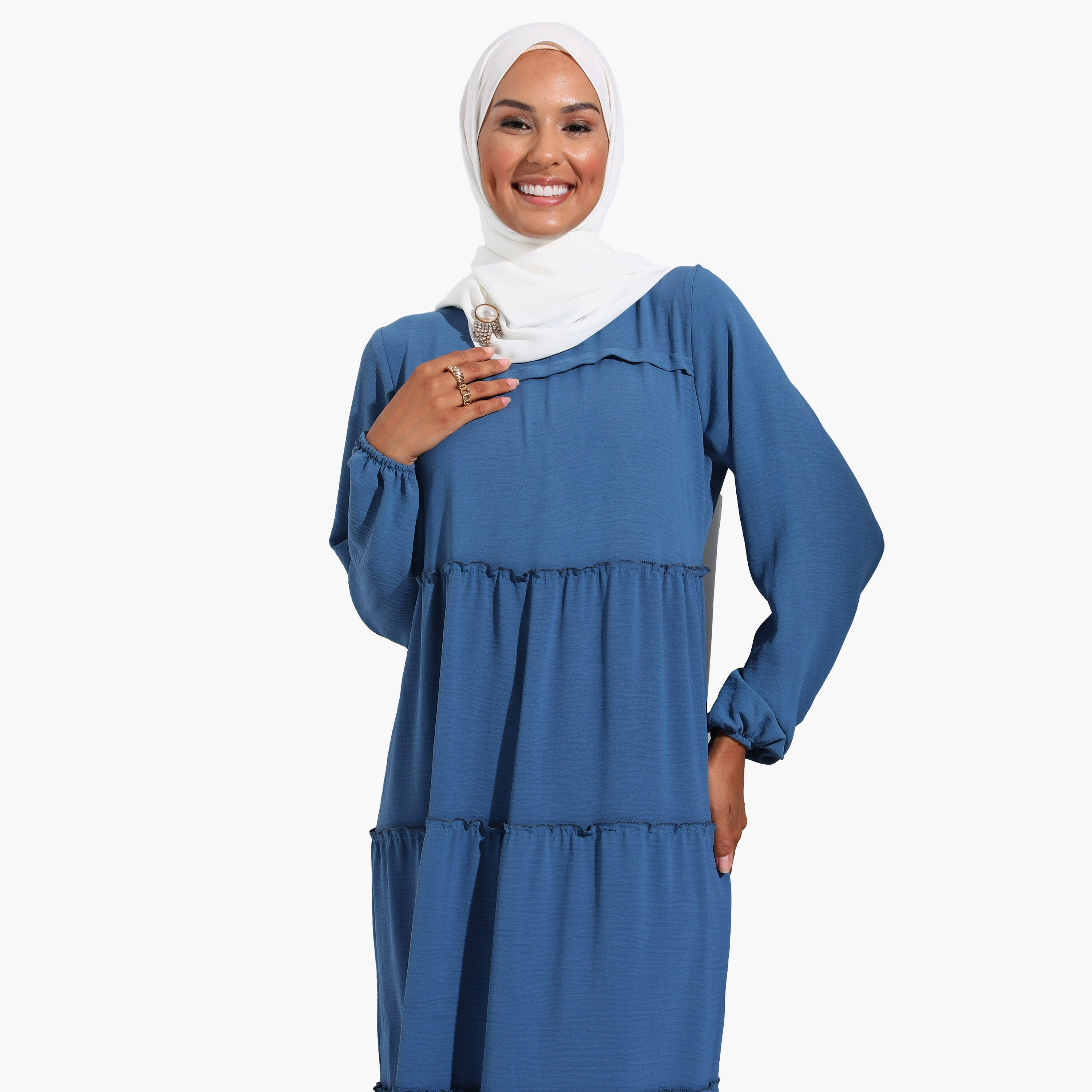 فستان مودانيسا متواضع عادي متعدد الطبقات وياقة دائرية-women-clothing-dresses-image-3