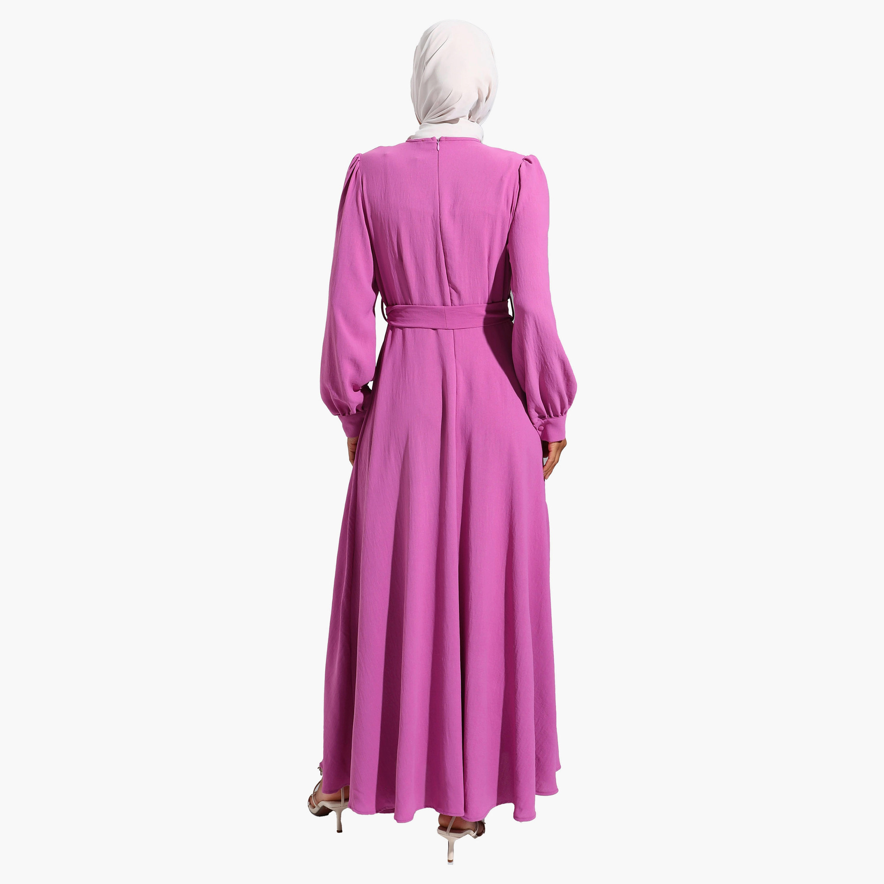 Modanisa Plain Crew Neck Tie Belt Modest Dress-women-clothing-dresses-image-5