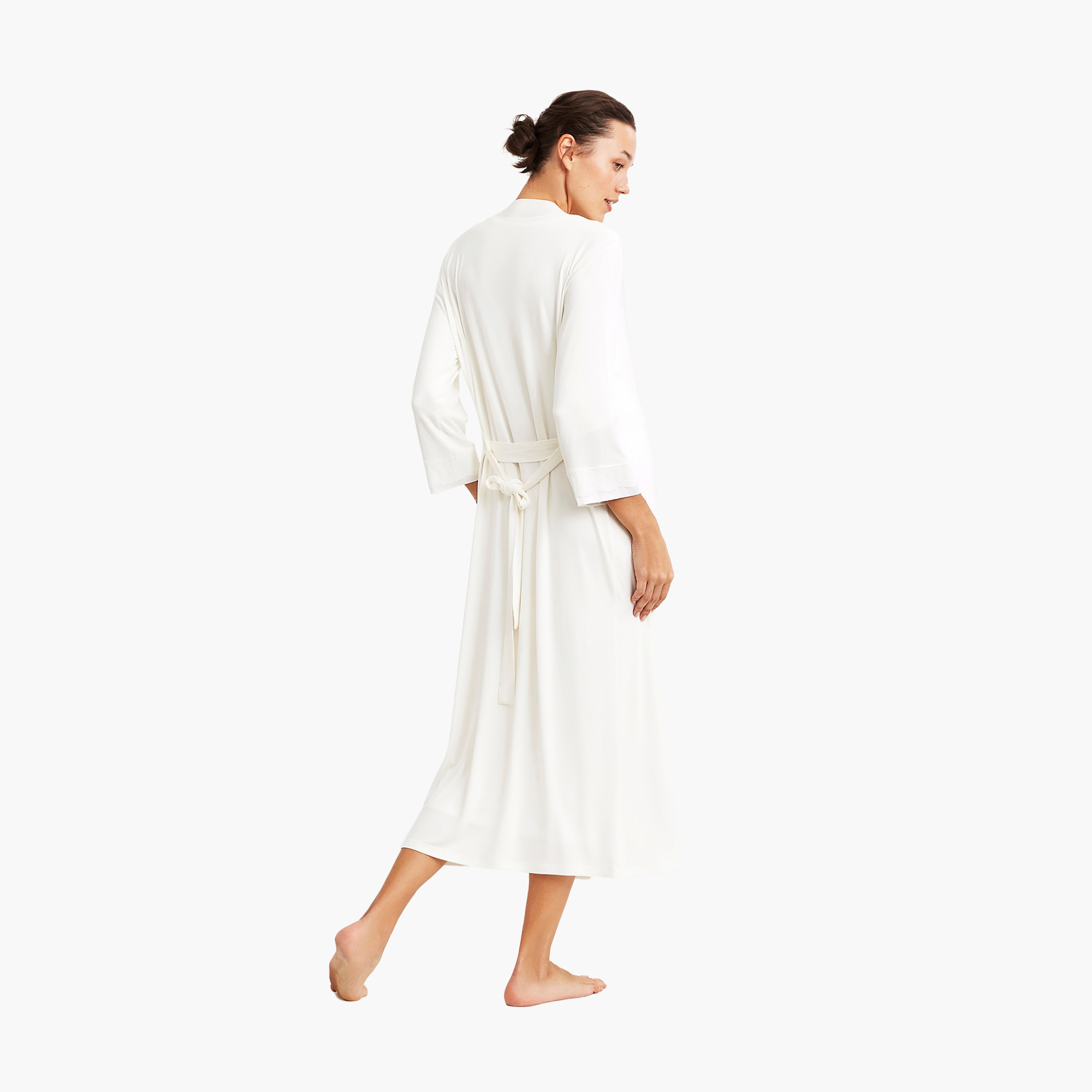 Catherine's Plain V-Neck Three-Quarter Sleeves Women's Robe-women-clothing-maternity-nightwear-image-2
