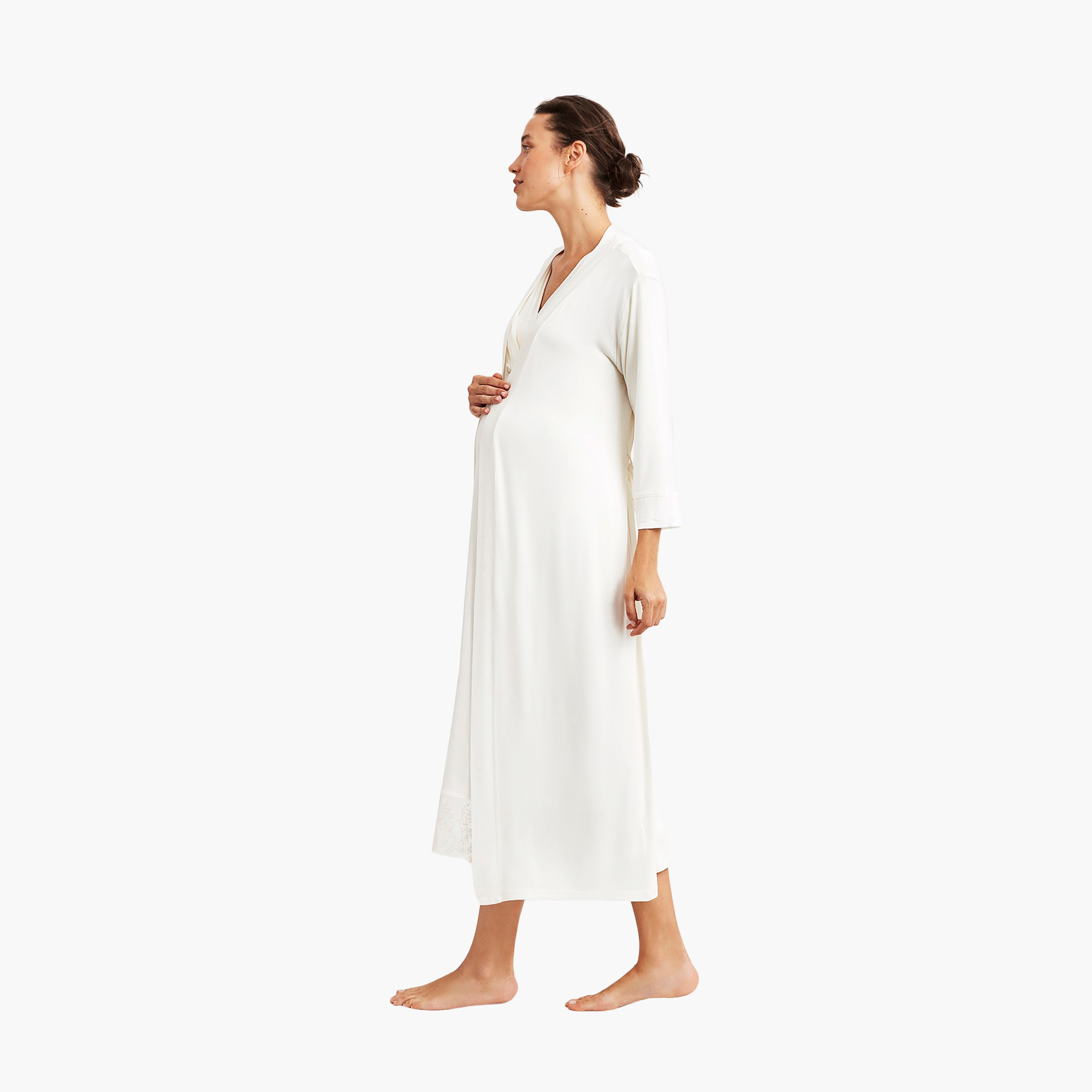 Catherine's Plain V-Neck Three-Quarter Sleeves Women's Robe-women-clothing-maternity-nightwear-image-3