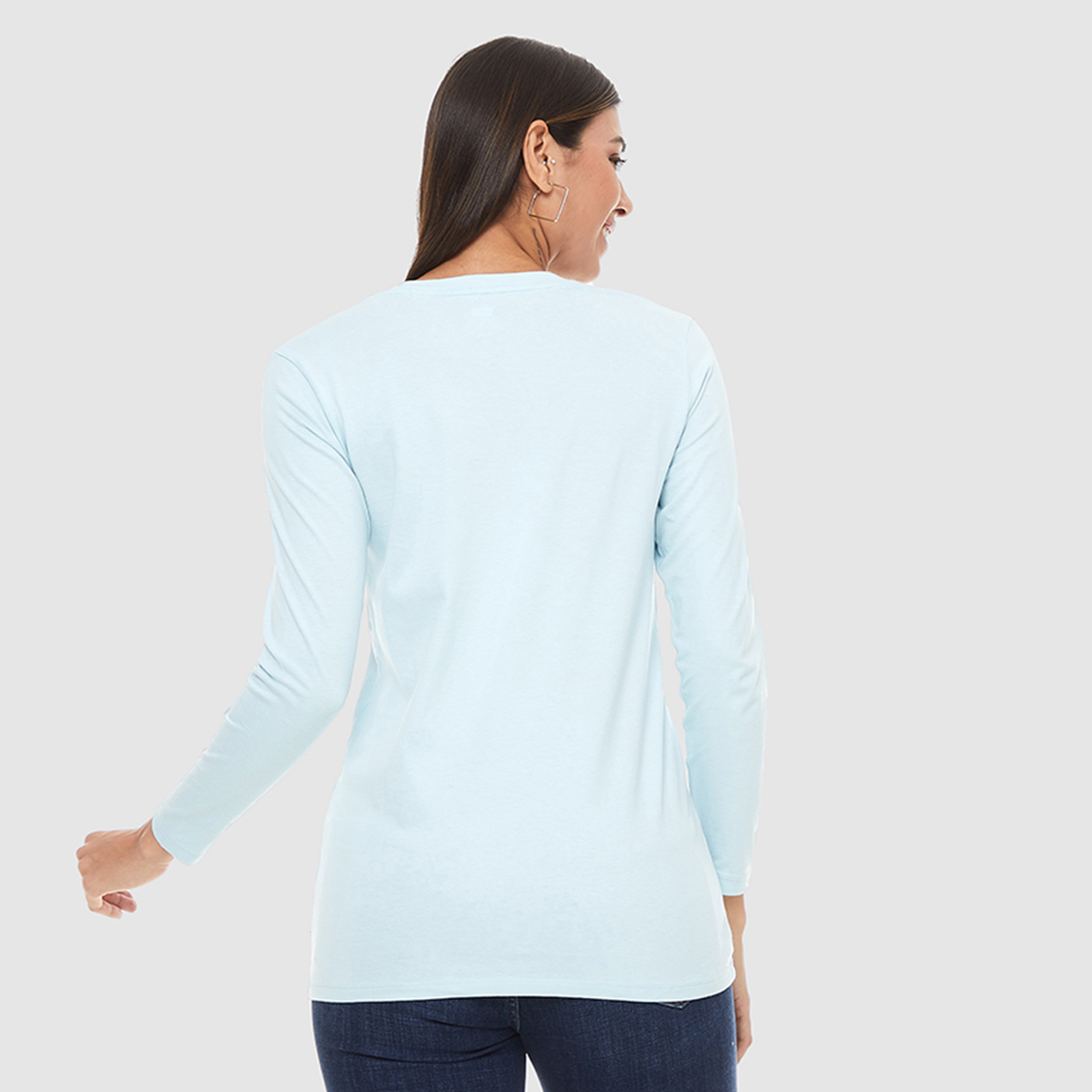 Levi's Women Blue Logo Crew Neck Long Sleeves T-Shirt-women-clothing-tshirts-image-2