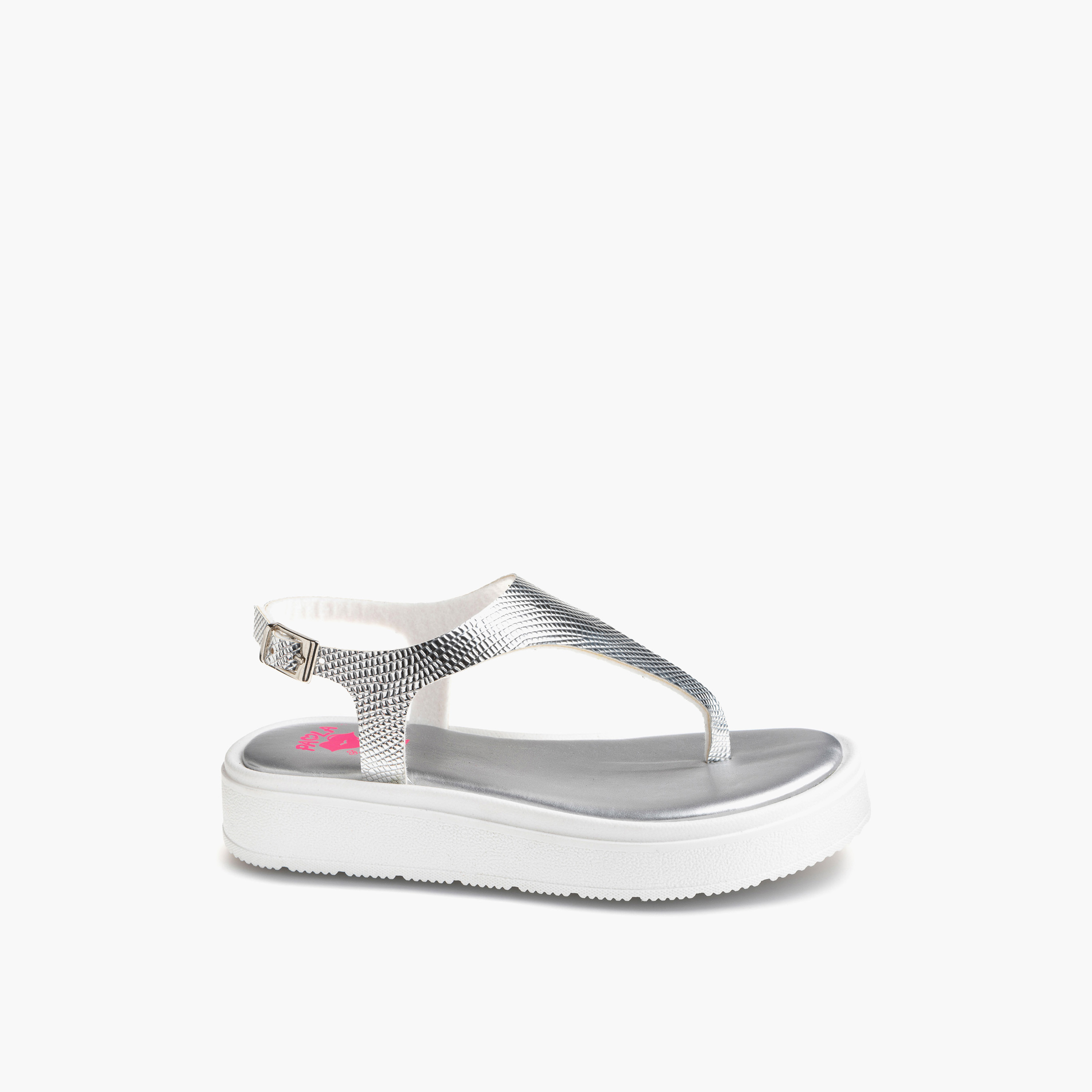 Pablosky Girls' Textured Sandals with Buckle Closure-girls-shoes-sandals-image-1