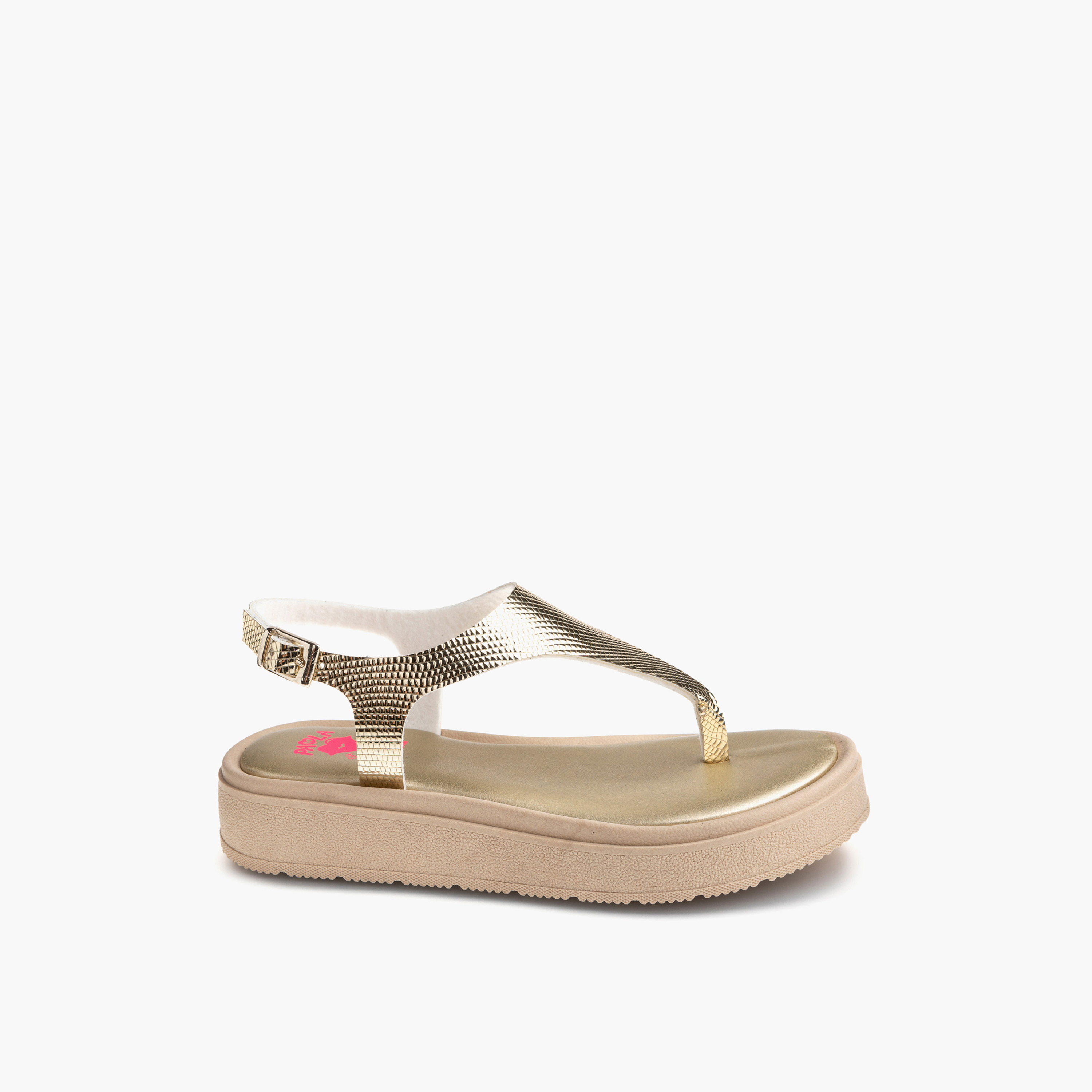 Pablosky Girls' Textured Sandals with Buckle Closure-girls-shoes-sandals-image-1