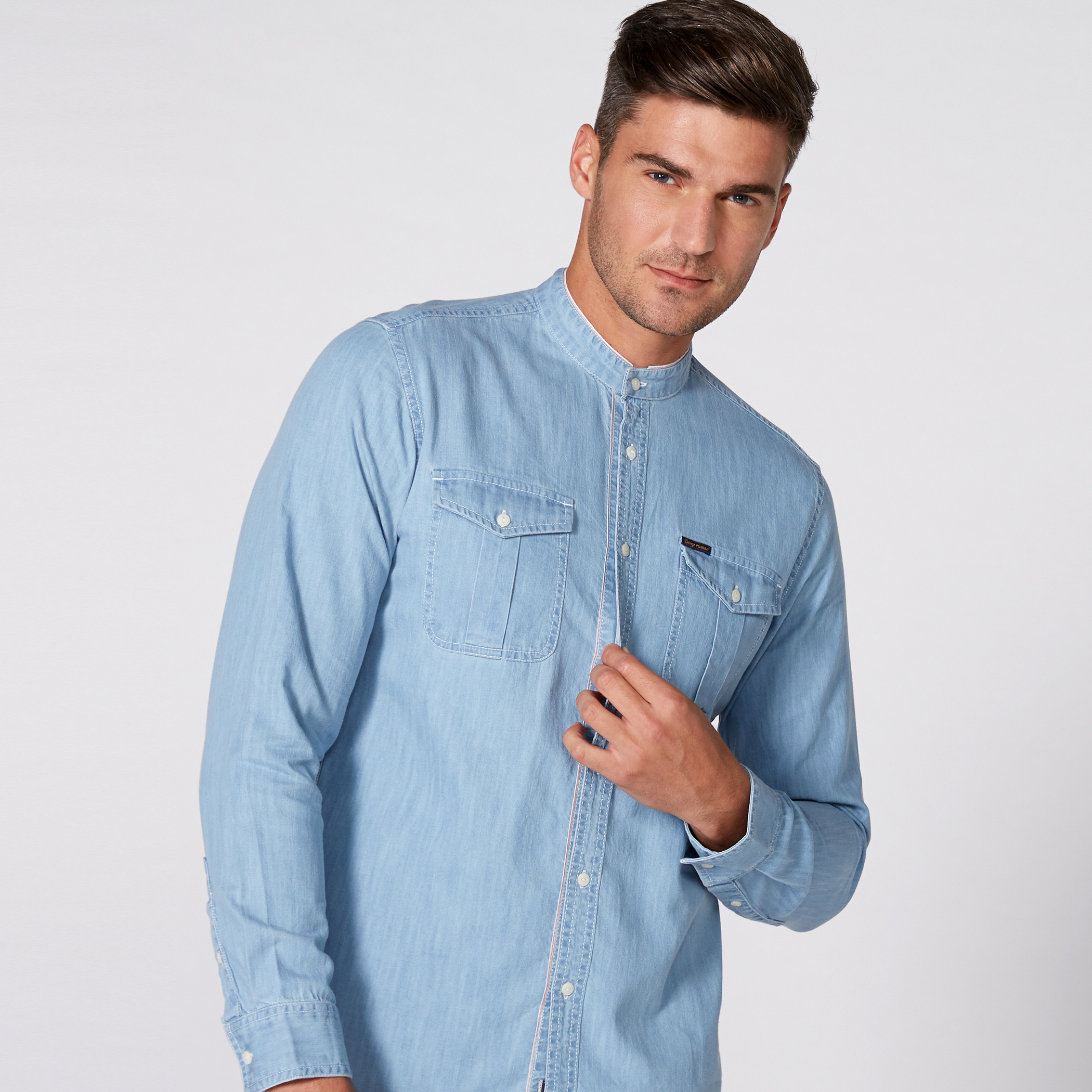 Buy BEING HUMAN Light Blue Mens Collared Heavy Wash Jacket | Shoppers Stop