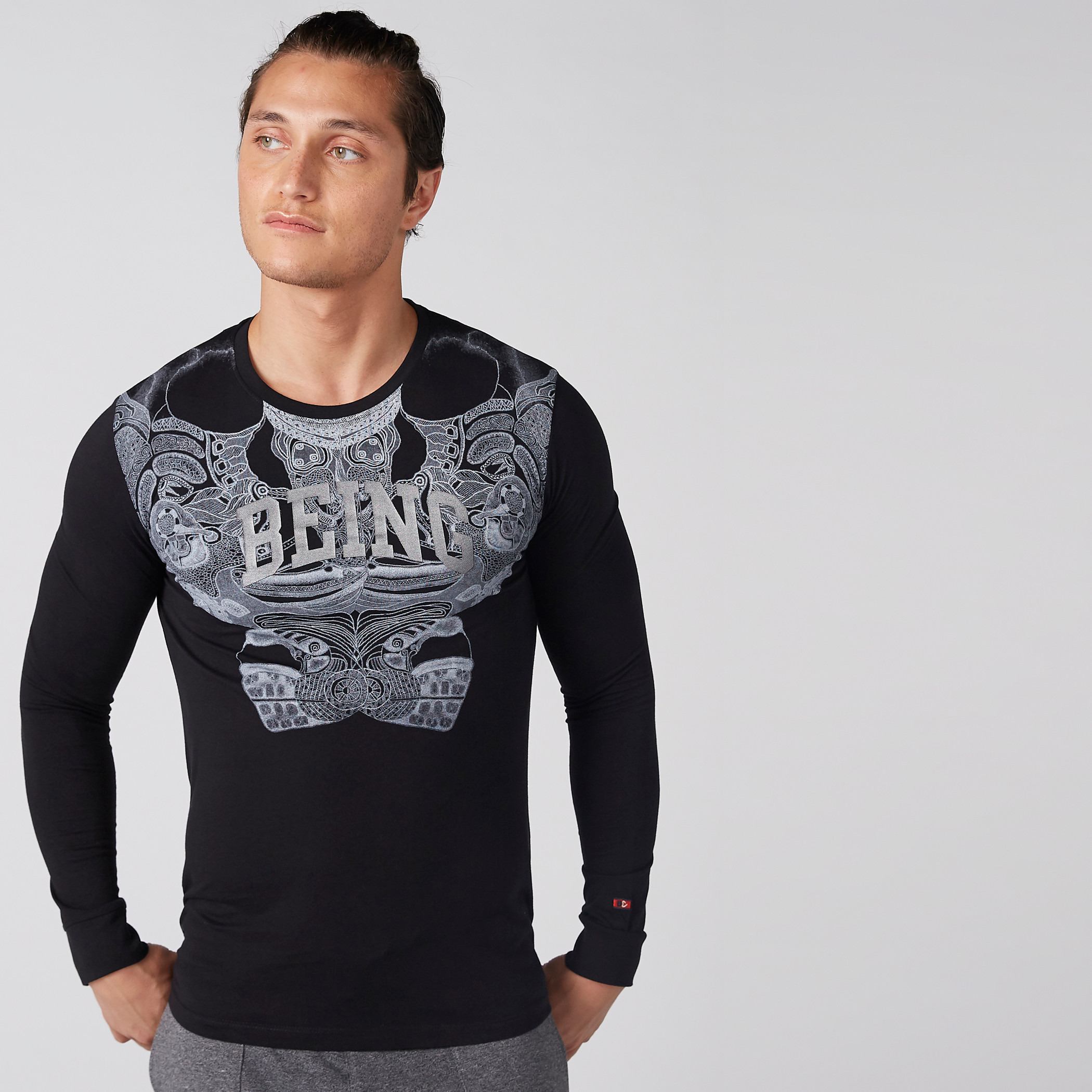 Buy Men s Being Human T Shirt with Round Neck and Long Sleeves Online Centrepoint Qatar