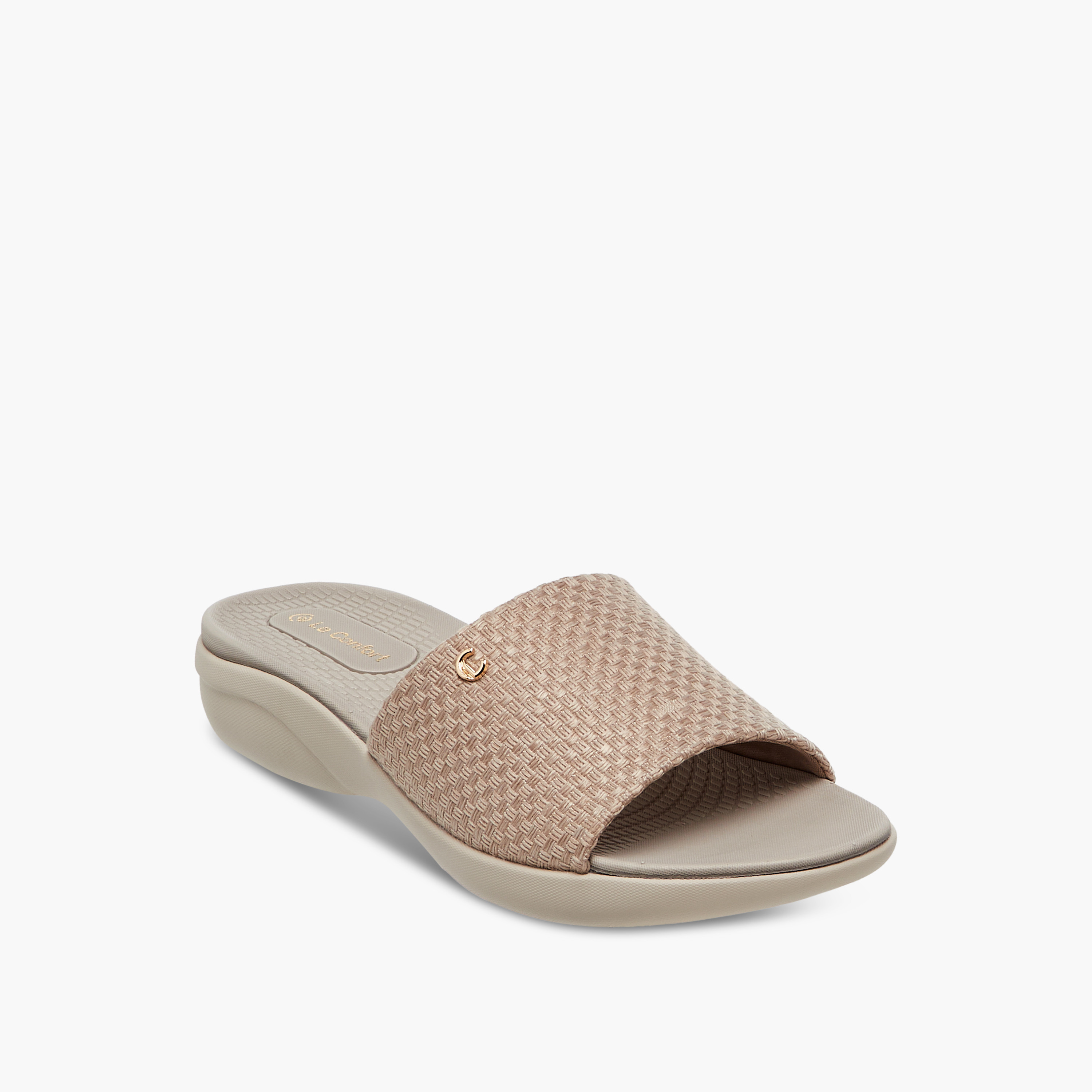 Le Confort Textured Slip-On Comfort Sandals-women-shoes-flats-sandals-image-2