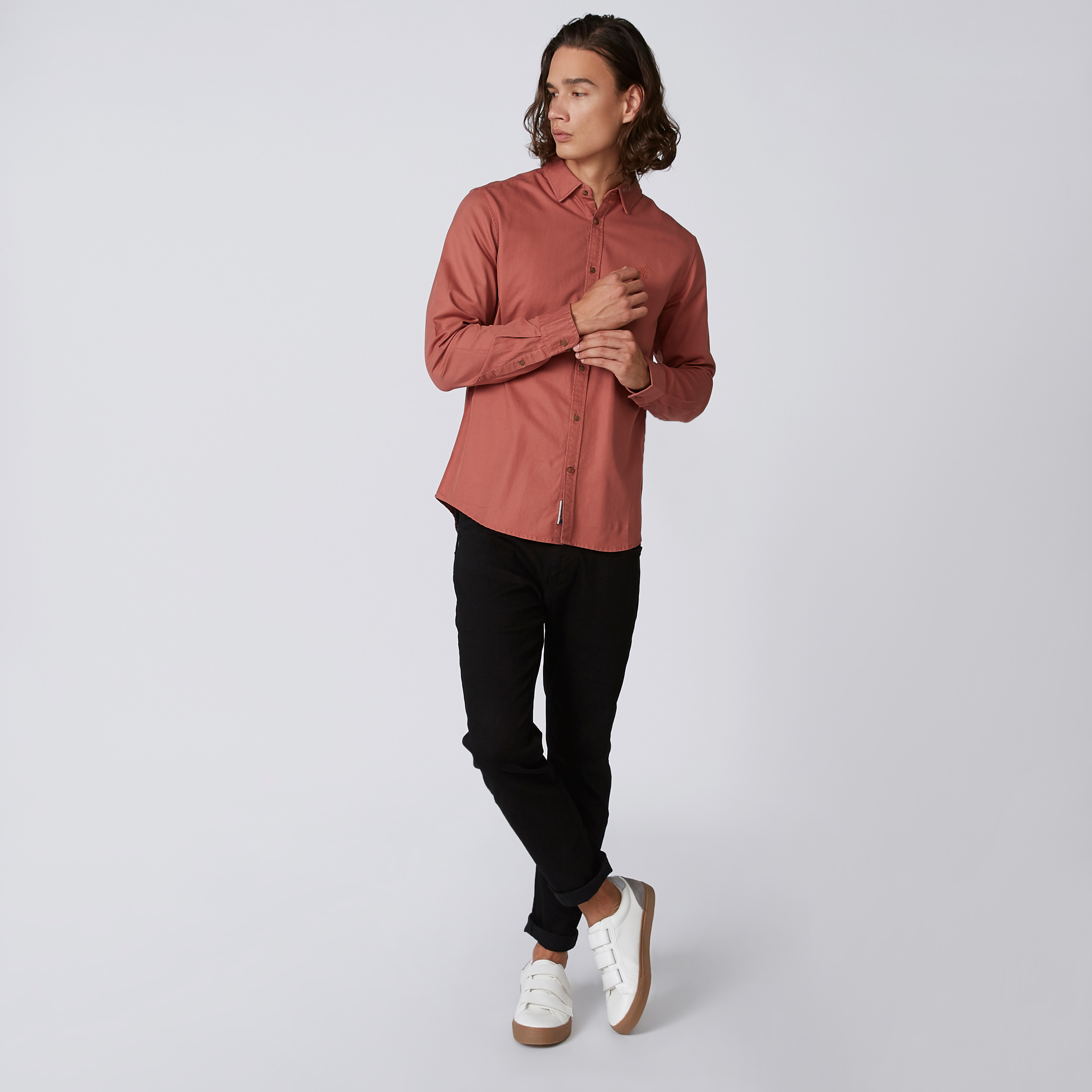 Being Human Plain Shirt with Spread Collar and Long Sleeves-men-clothing-shirts-image-6