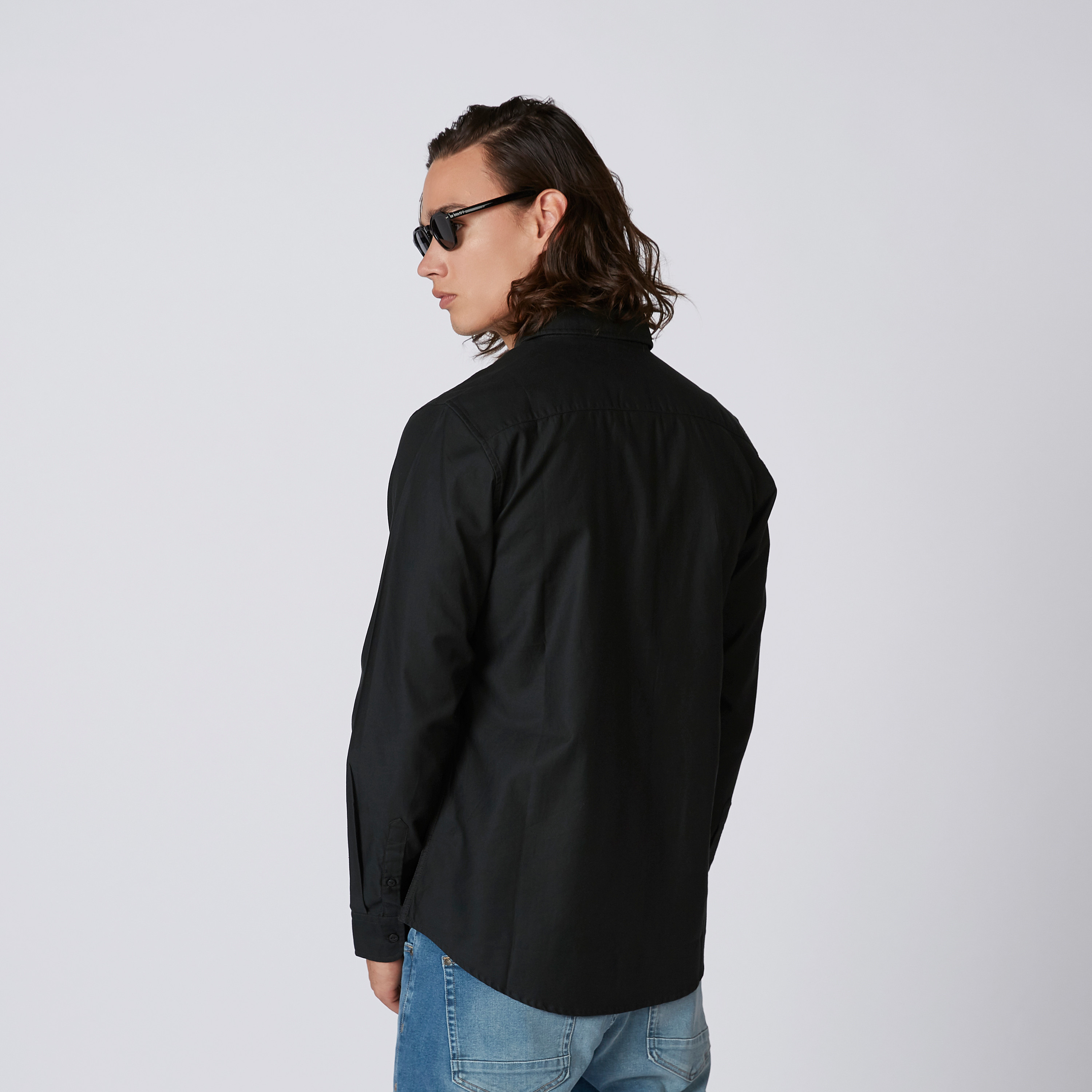 Being Human Plain Shirt with Spread Collar and Long Sleeves-men-clothing-shirts-image-2