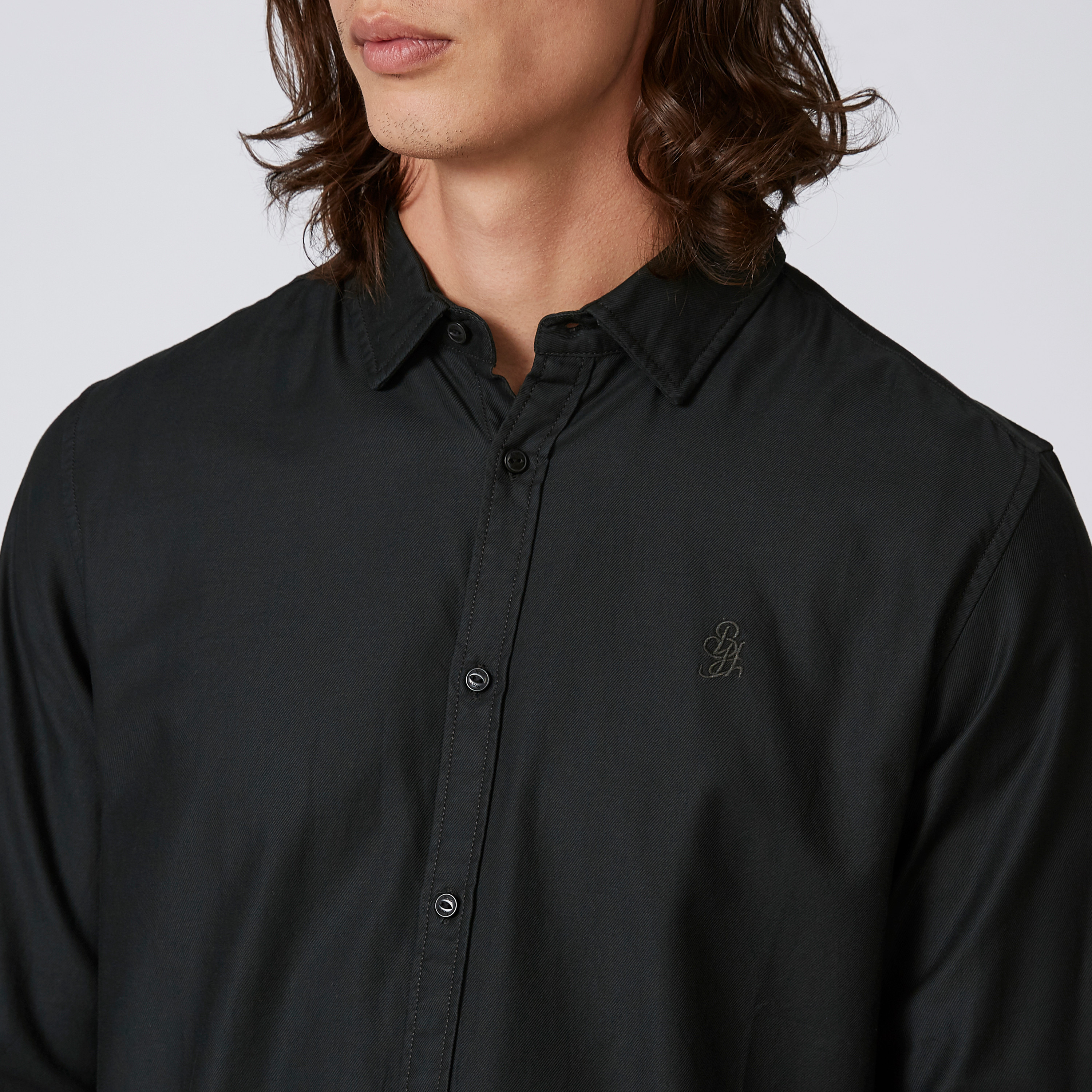 Being Human Plain Shirt with Spread Collar and Long Sleeves-men-clothing-shirts-image-3