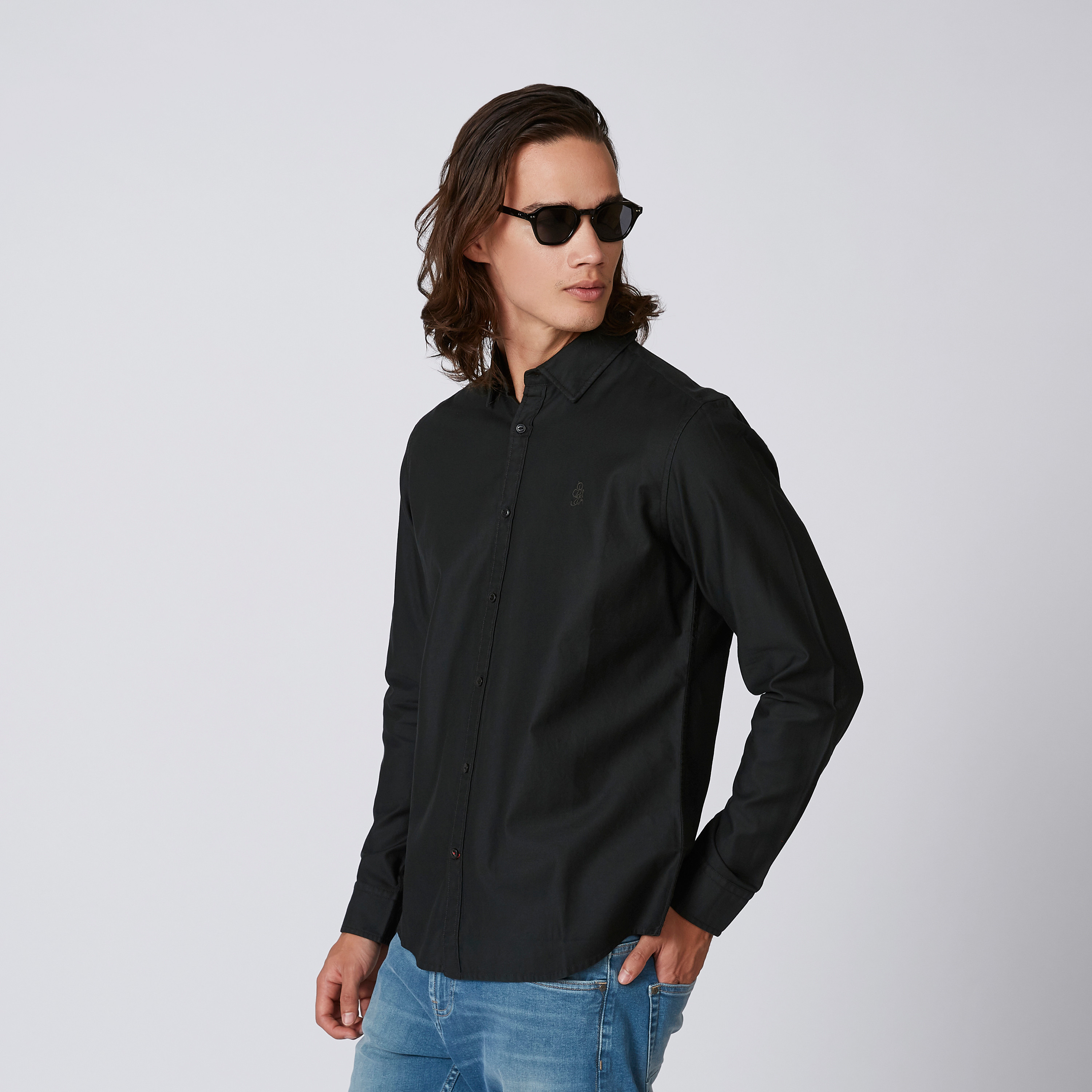 Being Human Plain Shirt with Spread Collar and Long Sleeves-men-clothing-shirts-image-4