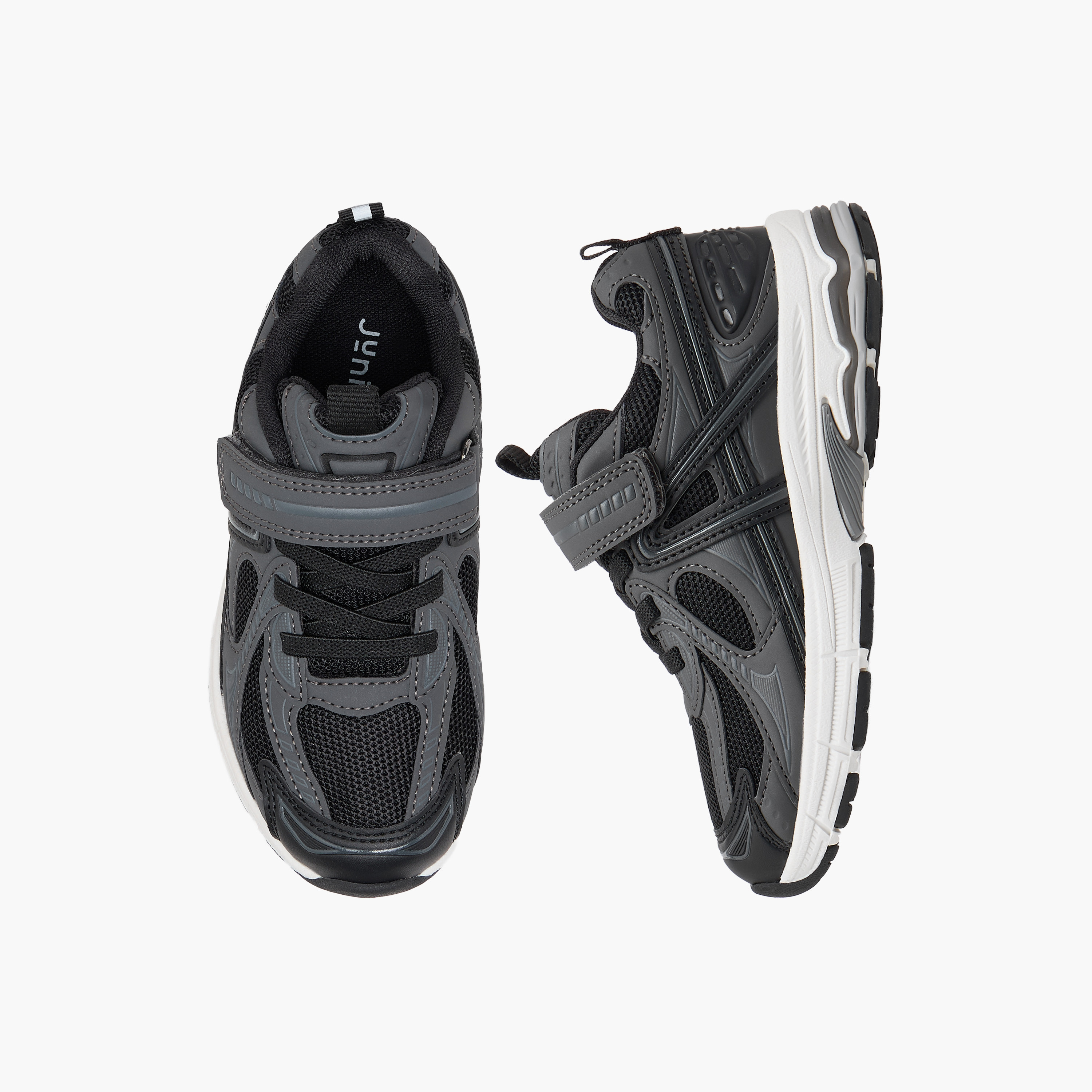 Juniors Panelled Sneakers with Hook and Loop Closure-boys-shoes-sneakers-image-1