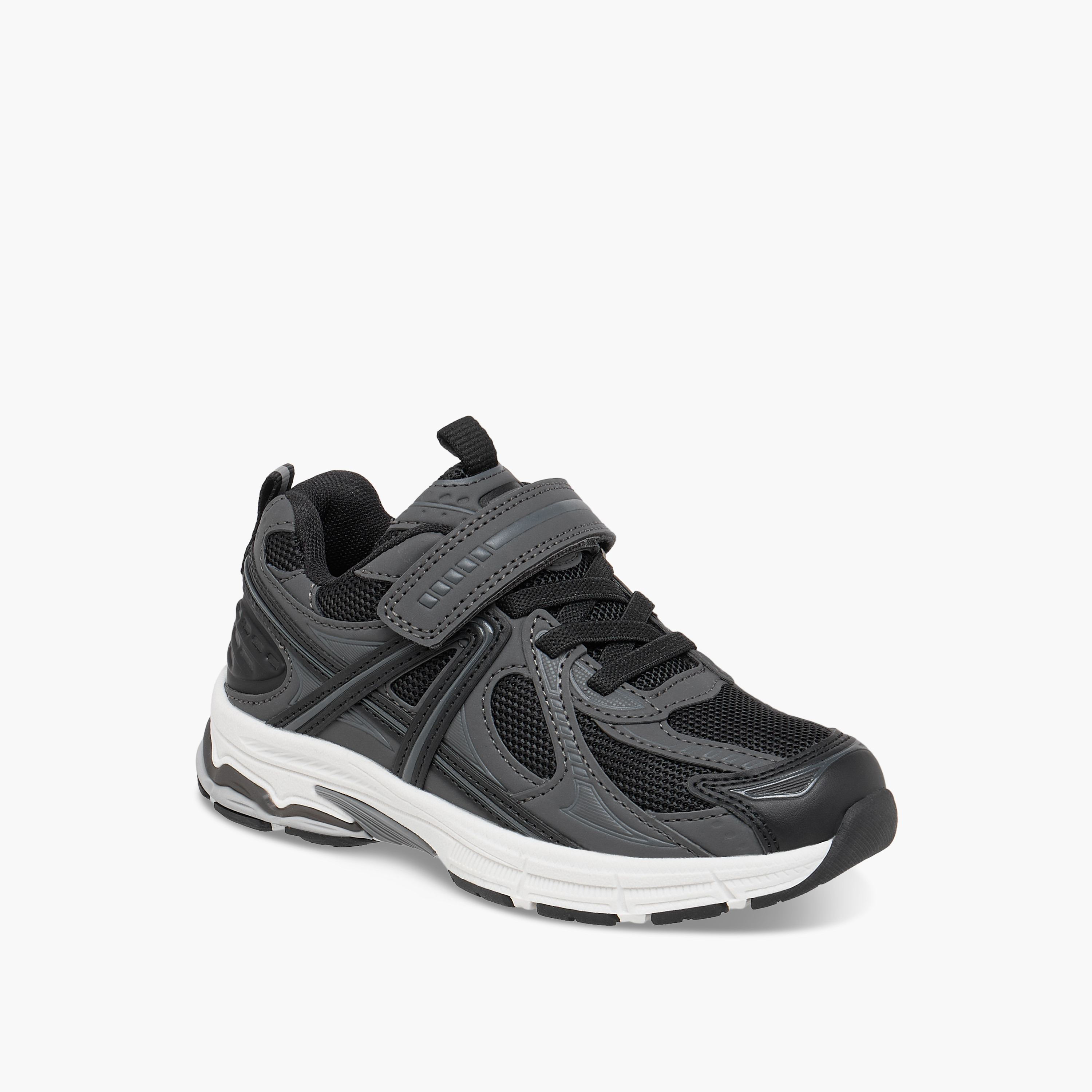 Juniors Panelled Sneakers with Hook and Loop Closure-boys-shoes-sneakers-image-2