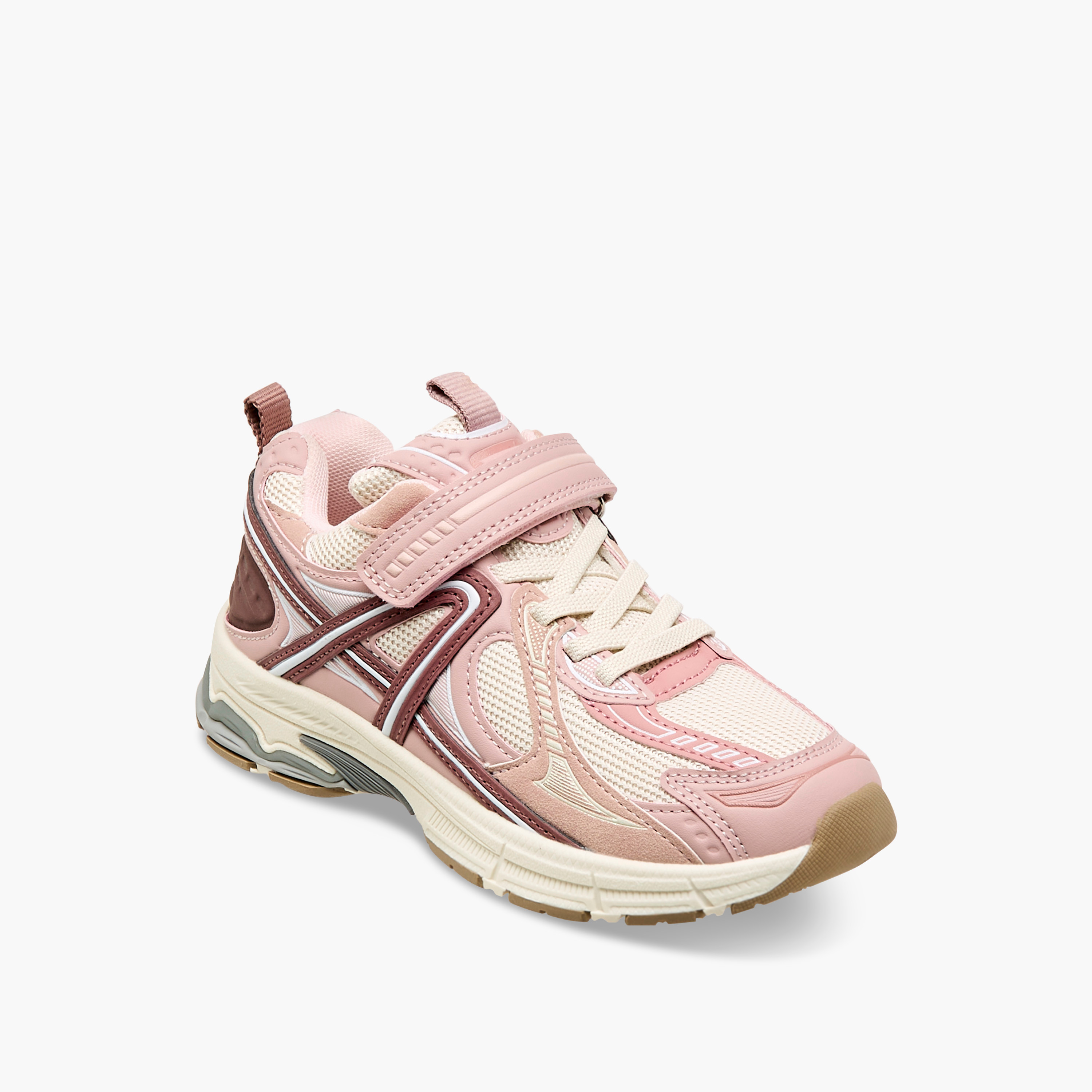 Little Missy Panelled Sneakers with Hook and Loop Closure-girls-shoes-sneakers-image-2