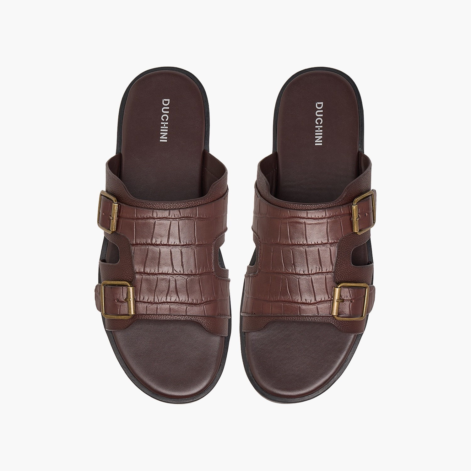 Duchini Men Textured Buckle Accent Sandals-men-shoes-sandals-image-1