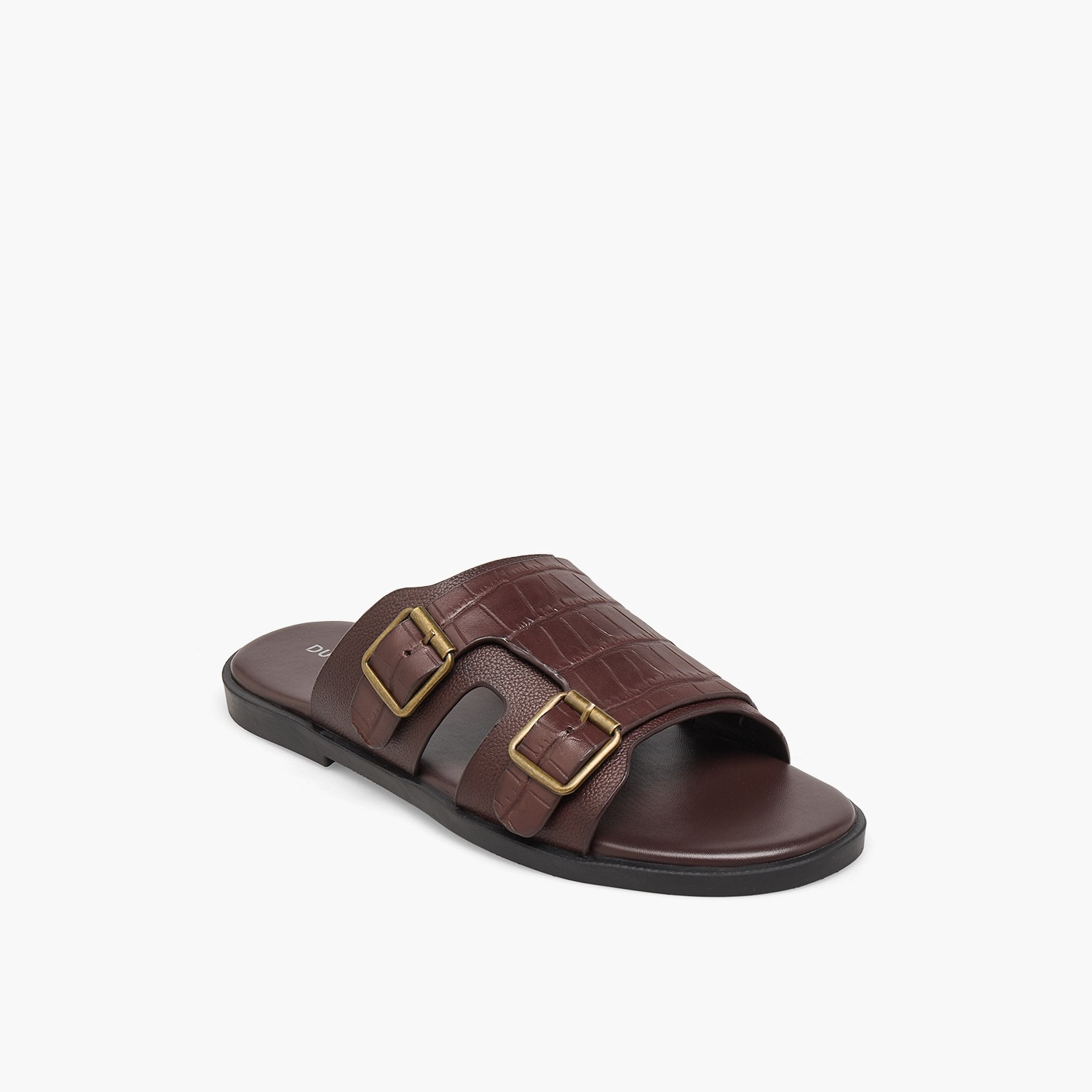 Duchini Men Textured Buckle Accent Sandals-men-shoes-sandals-image-2