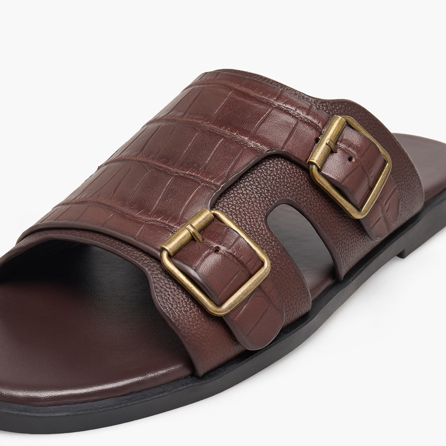 Duchini Men Textured Buckle Accent Sandals-men-shoes-sandals-image-4