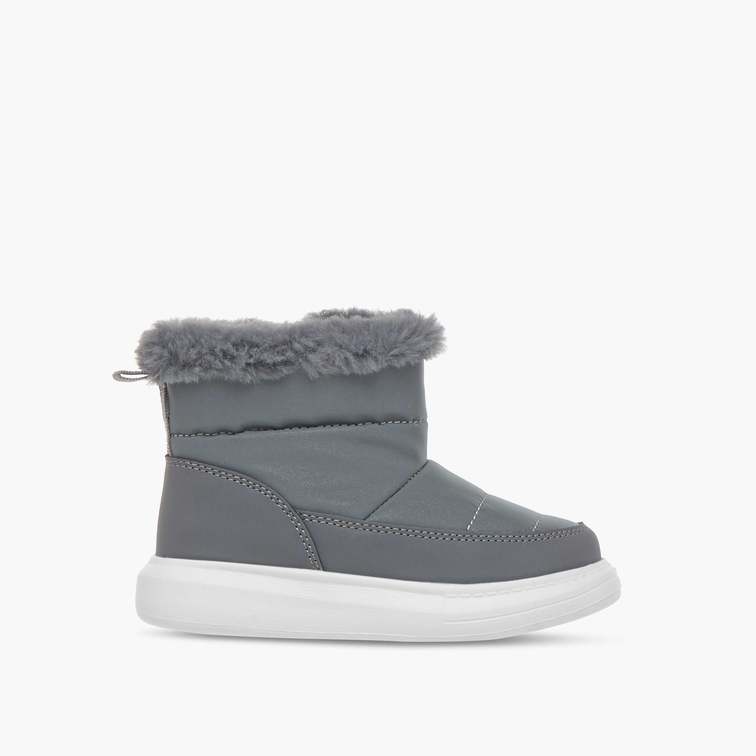 Barefeet Faux Fur Accent Ankle Boots with Zip Closure-girls-shoes-boots-image-3