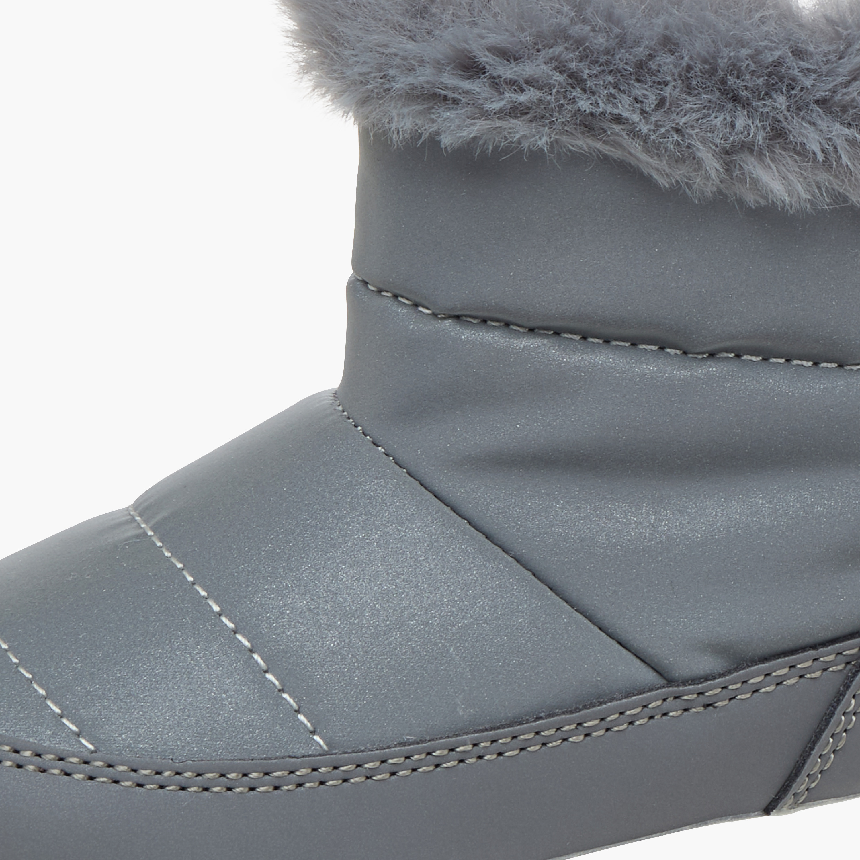Barefeet Faux Fur Accent Ankle Boots with Zip Closure-girls-shoes-boots-image-4