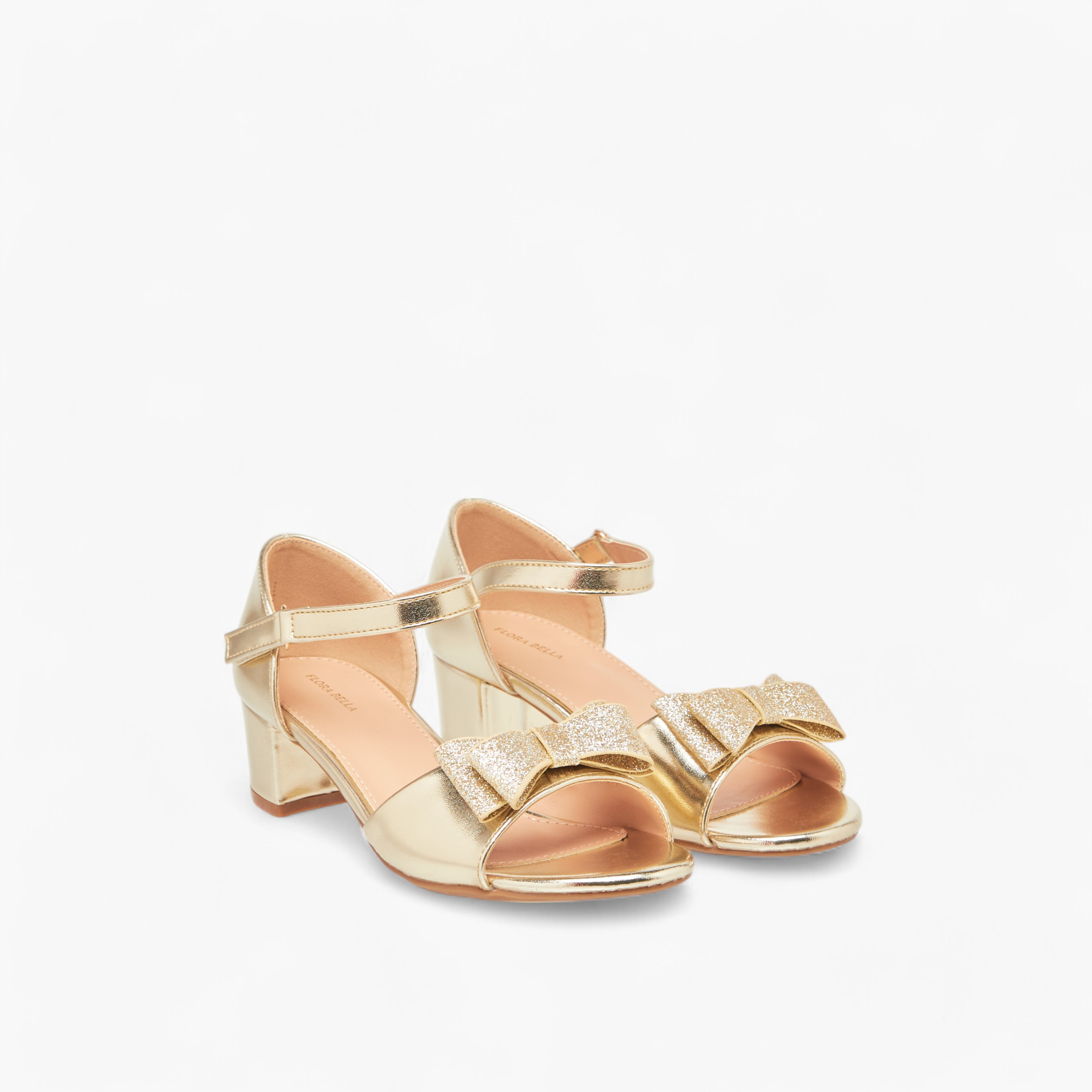 Flora Bella Bow Applique Sandals with Hook and Loop Closure-girls-shoes-sandals-image-1