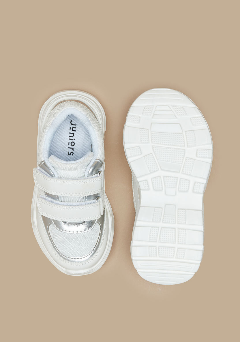 Juniors Solid Sneakers with Hook and Loop Closure-Girl%27s Sneakers-image-3