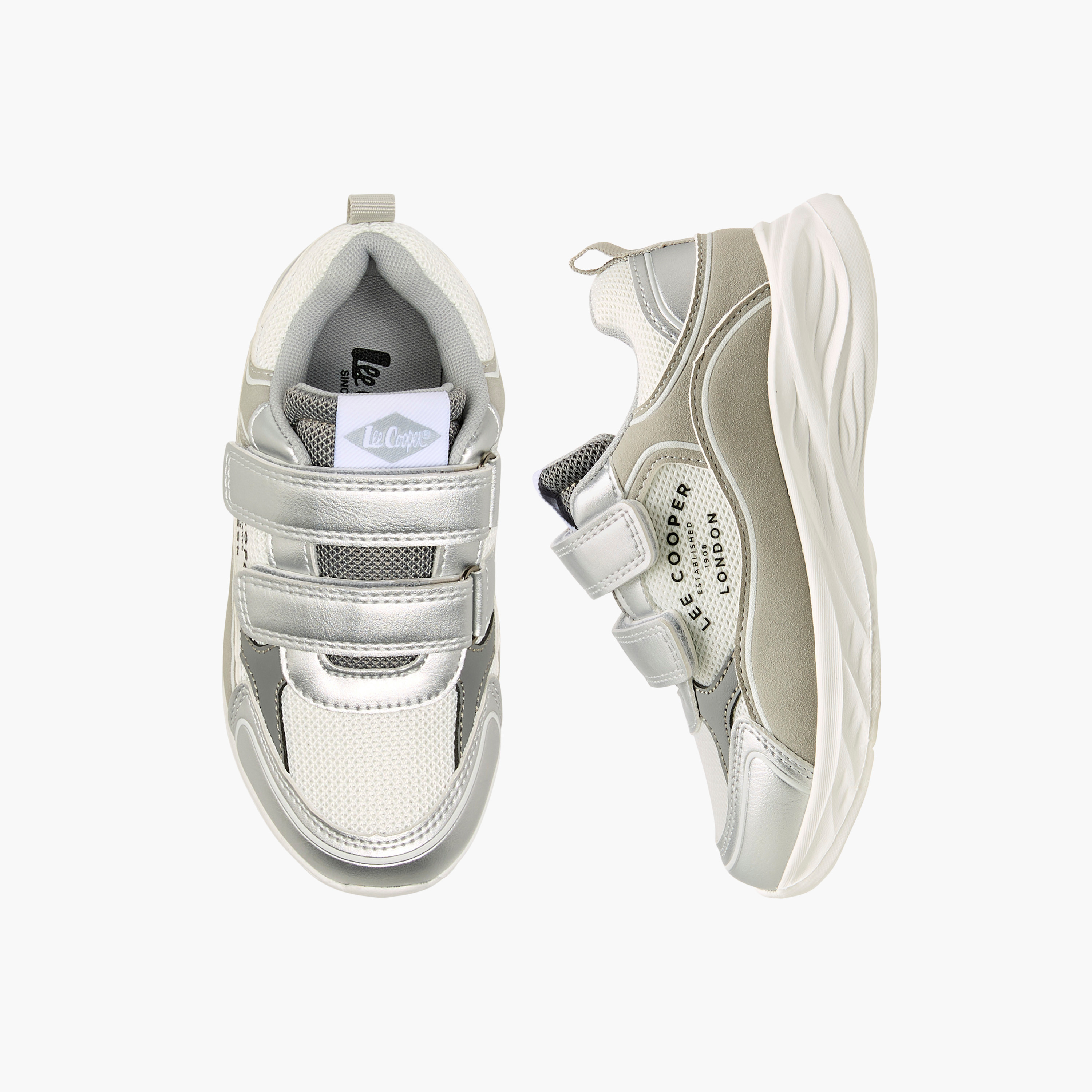 Lee Cooper Girls' Panelled Sneakers with Hook and Loop Closure-girls-shoes-sneakers-image-1