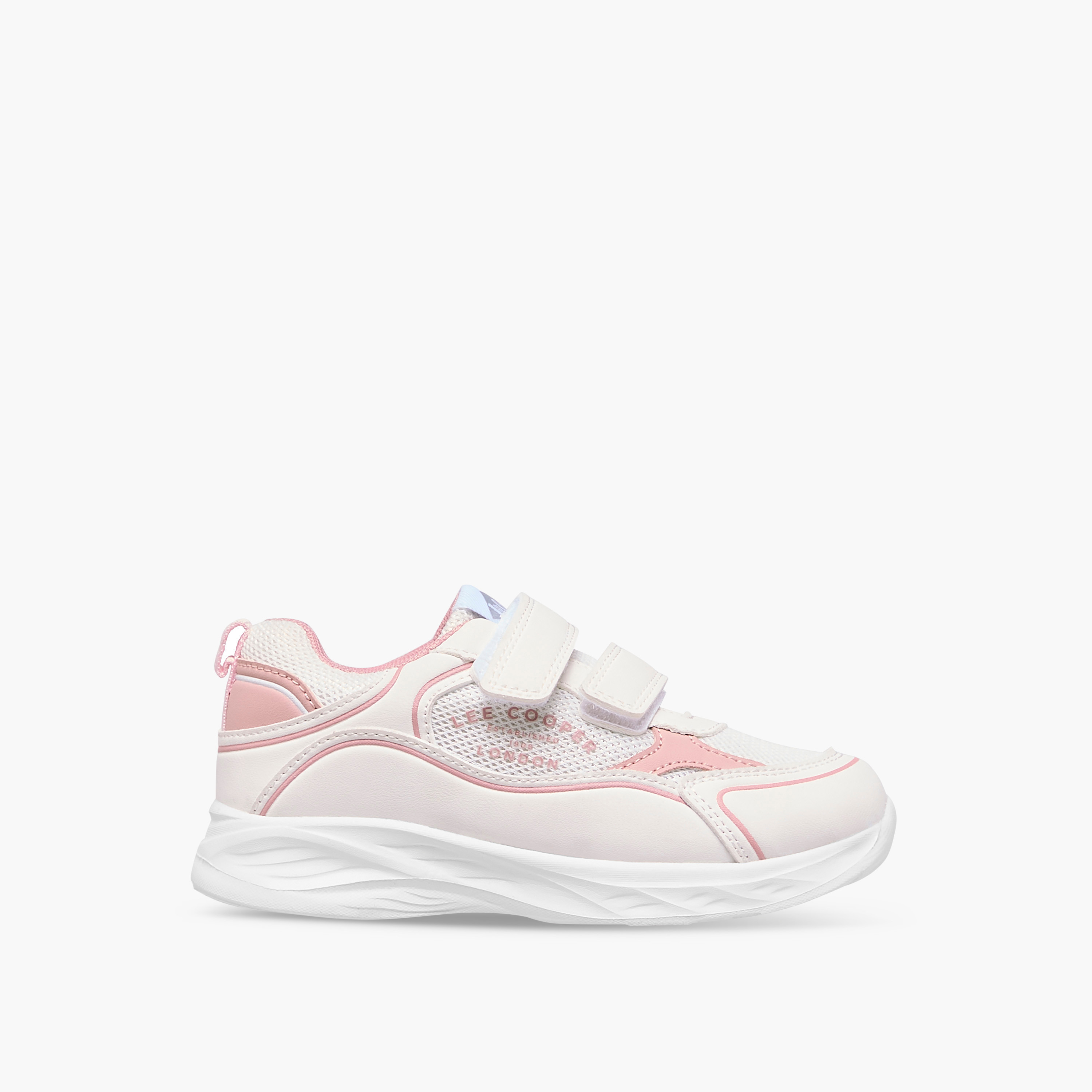 Lee Cooper Girls' Panelled Sneakers with Hook and Loop Closure-girls-shoes-sneakers-image-3