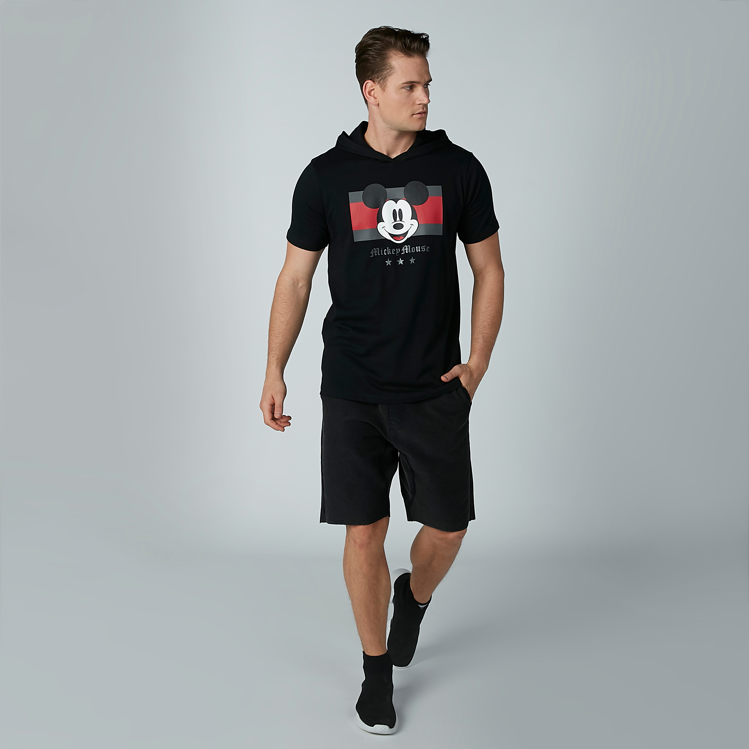 Mickey Mouse Printed T-shirt with Hood and Short Sleeves-men-clothing-tshirtsandpolos-tshirts-image-2