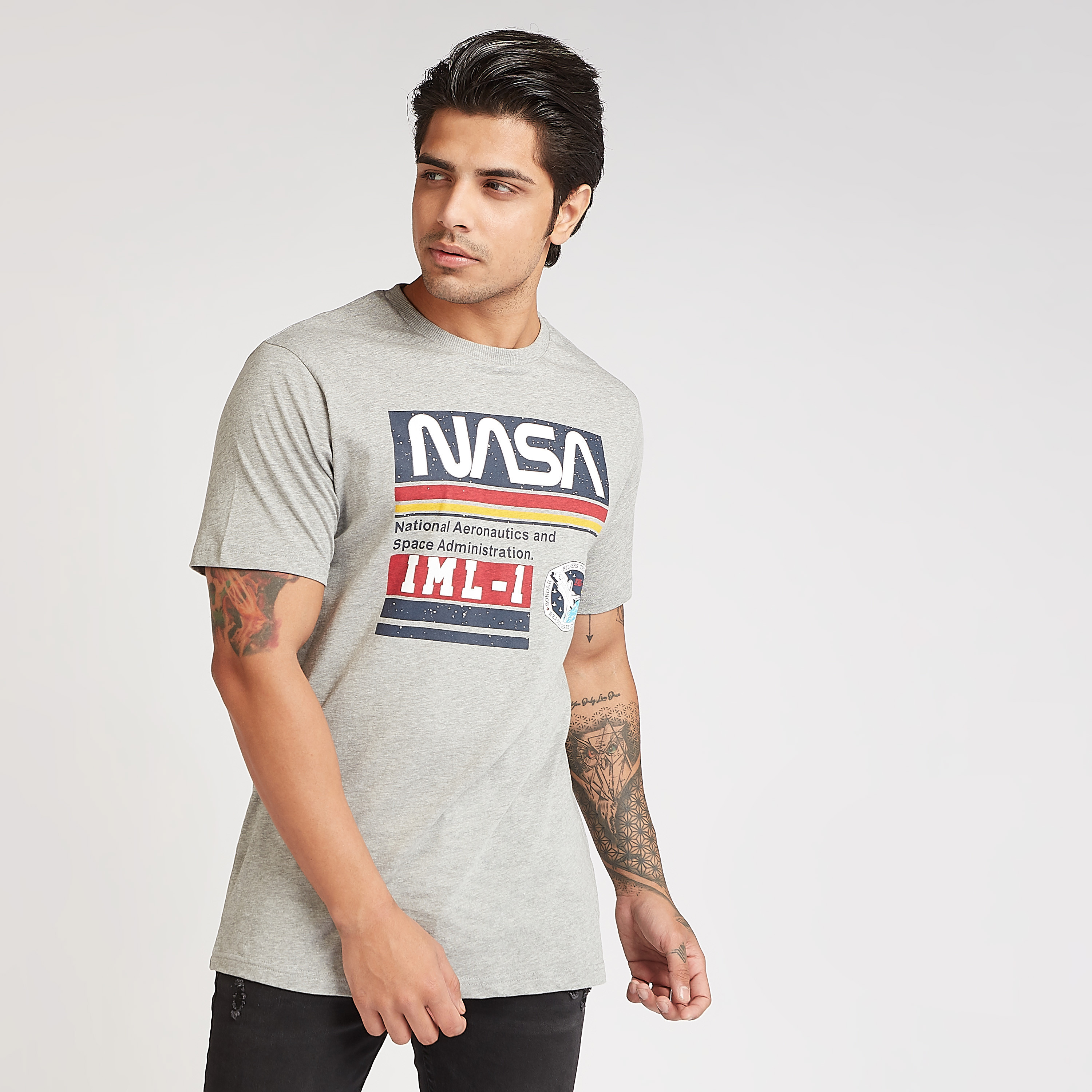 Buy Slim Fit NASA Graphic Print T shirt with Crew Neck Splash UAE