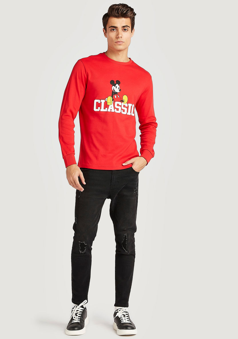 Mickey Mouse Print T-shirt with Long Sleeves-T Shirts-image-1