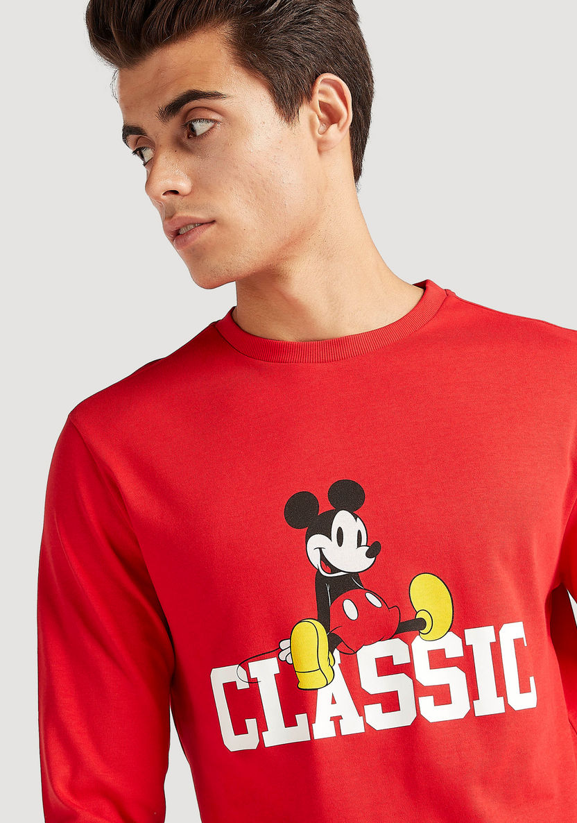 Mickey Mouse Print T-shirt with Long Sleeves-T Shirts-image-2