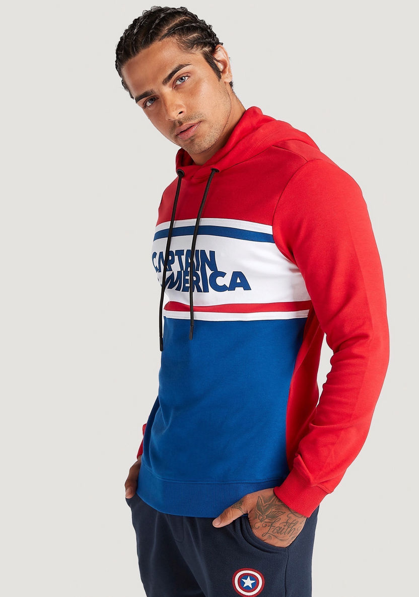 Captain America Print Hooded Sweatshirt with Long Sleeves-Hoodies and Sweatshirts-image-0