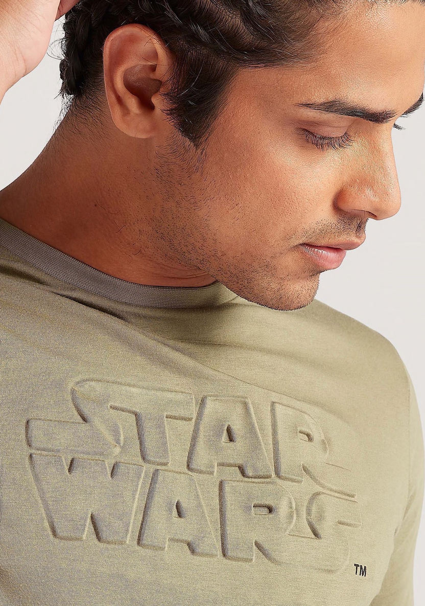Star Wars Embossed Crew Neck T-shirt with Short Sleeves-T Shirts-image-4