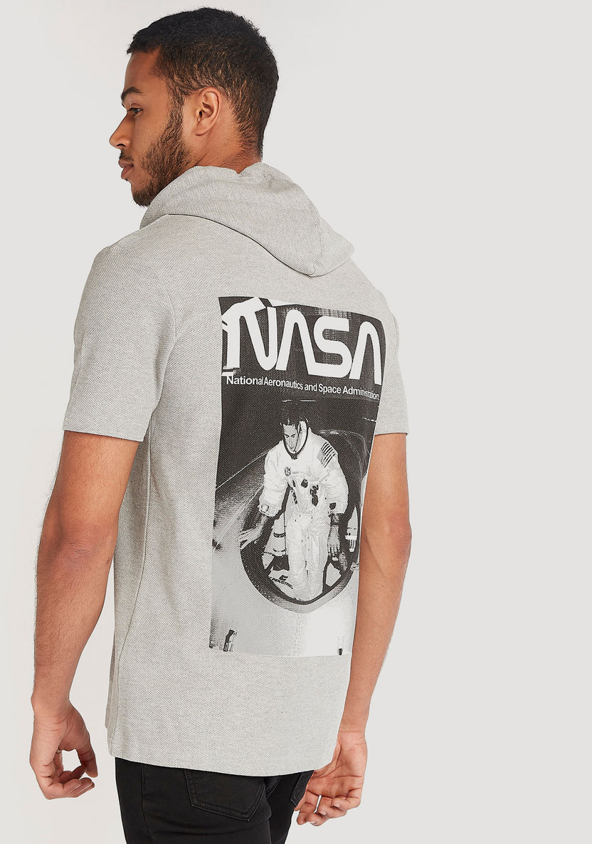 NASA Print T-shirt with Hood and Short Sleeves-T Shirts-image-3