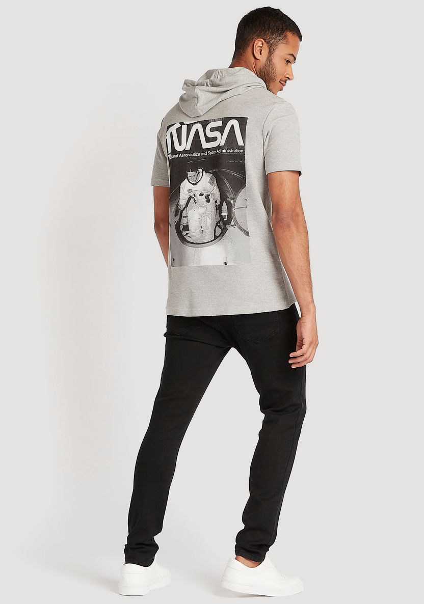 NASA Print T-shirt with Hood and Short Sleeves-T Shirts-image-4